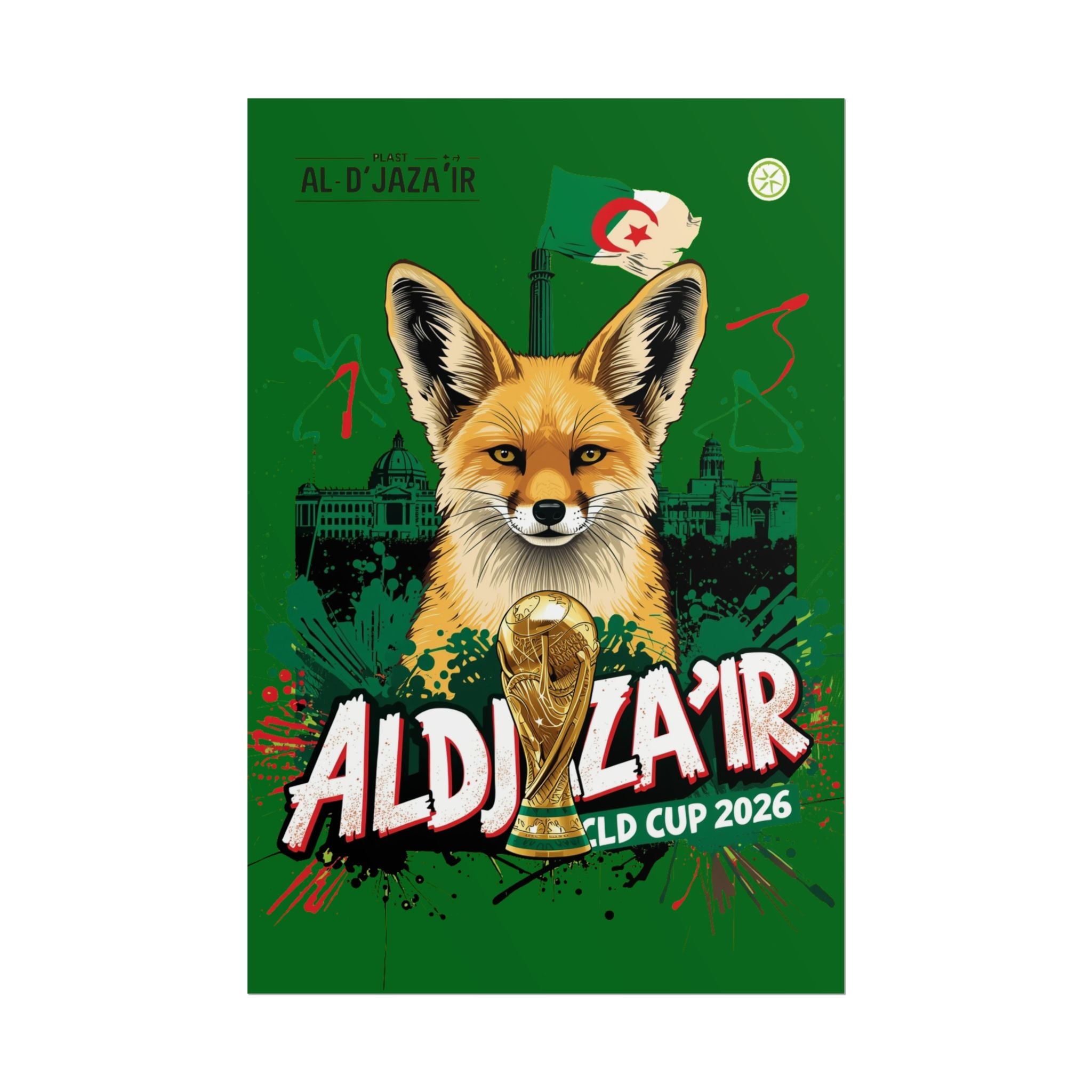Al Djaza’Ir World Cup 2026 Fox Poster — Algeria Soccer Fan Art