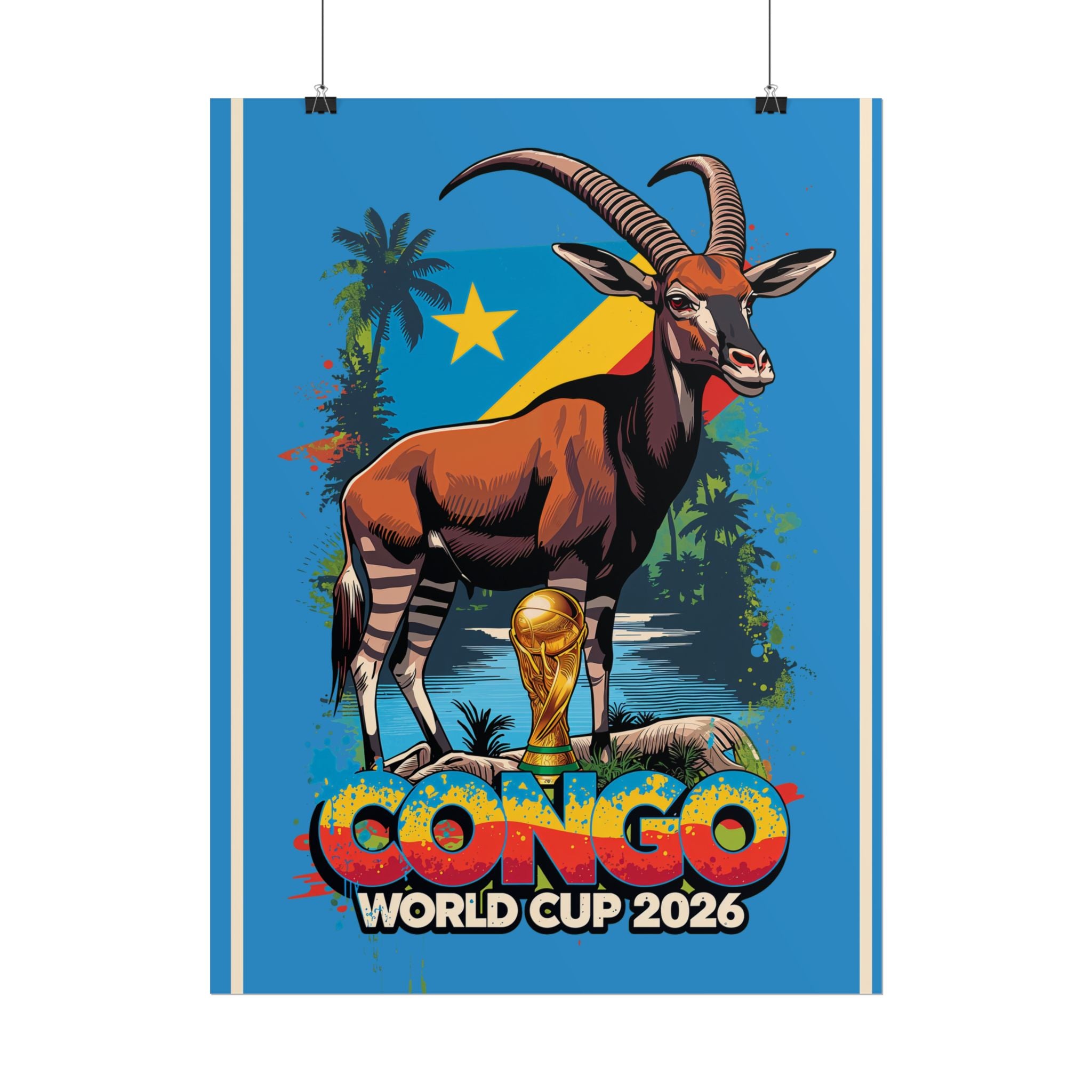 DR Congo Soccer Poster 2026 World Cup Leopards Wall Art Football Team Print