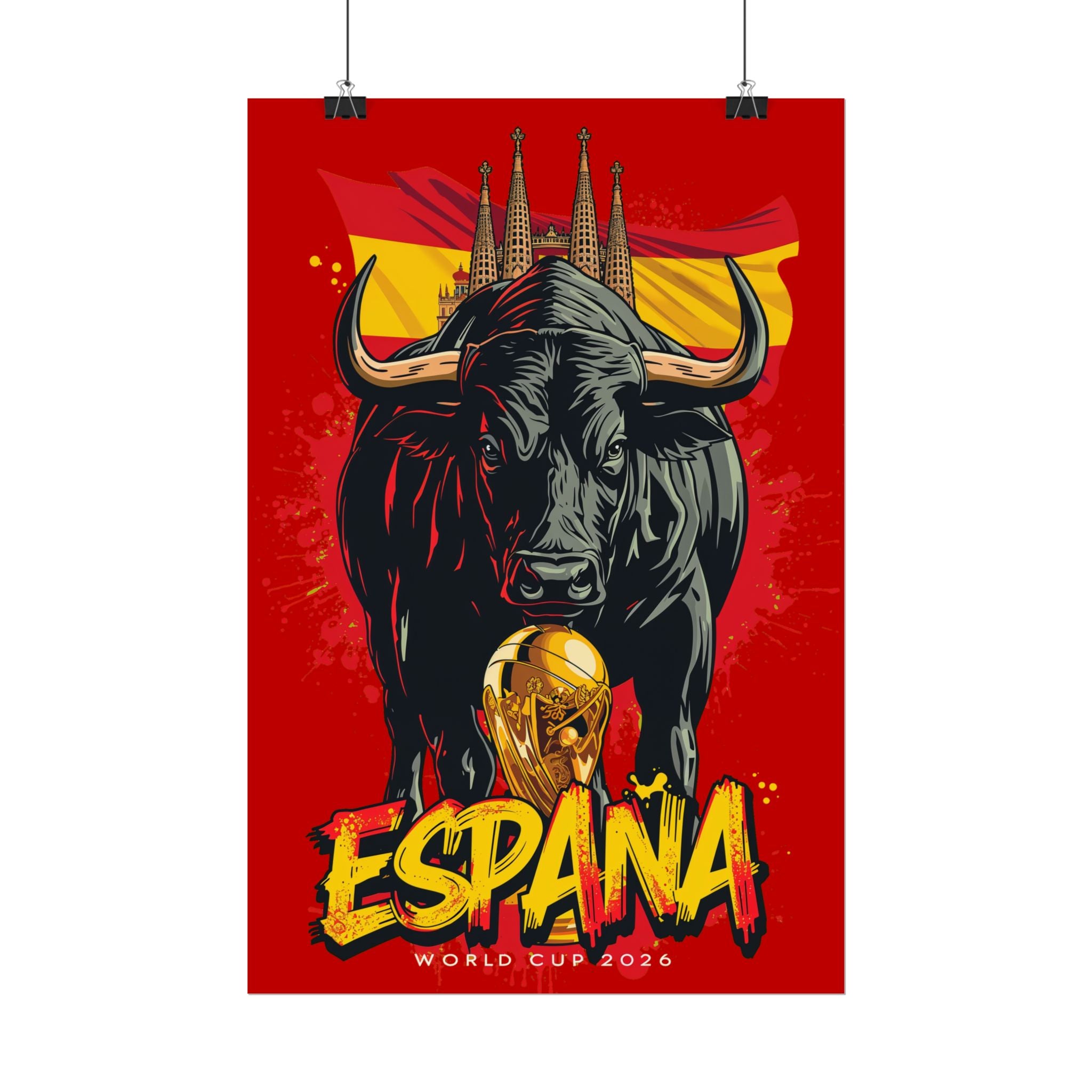 España Bull World Cup Poster — Spain Soccer/Madrid Football Fan Art