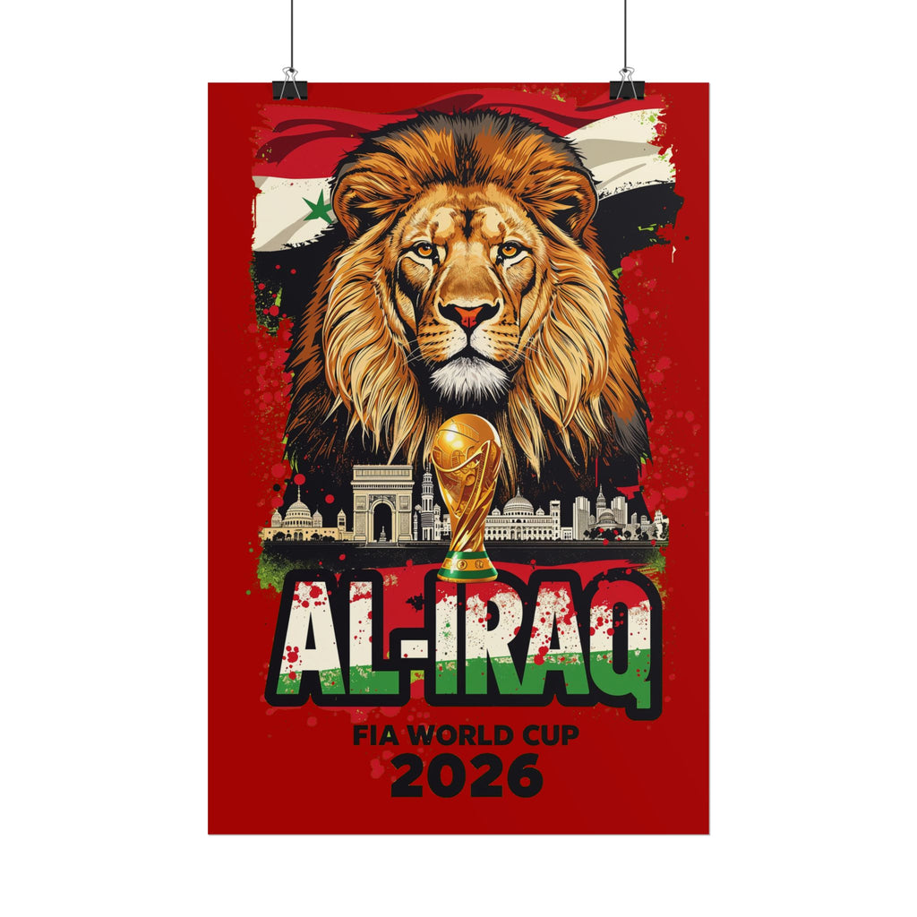 Al-Iraq FIFA World Cup 2026 Lion Poster — Rolled Sports Poster