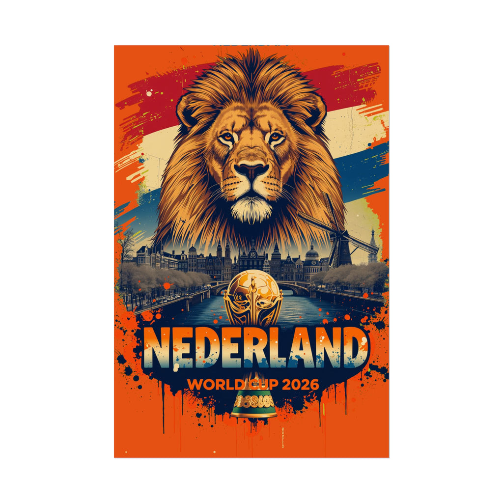 Netherlands World Cup 2026 Lion Poster — Oranje Football Stadium Art (Rolled Poster)