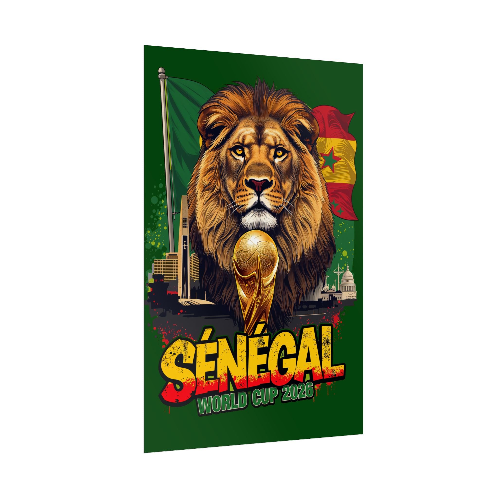 Senegal Soccer Poster 2026 World Cup Lions of Teranga Wall Art Football Print