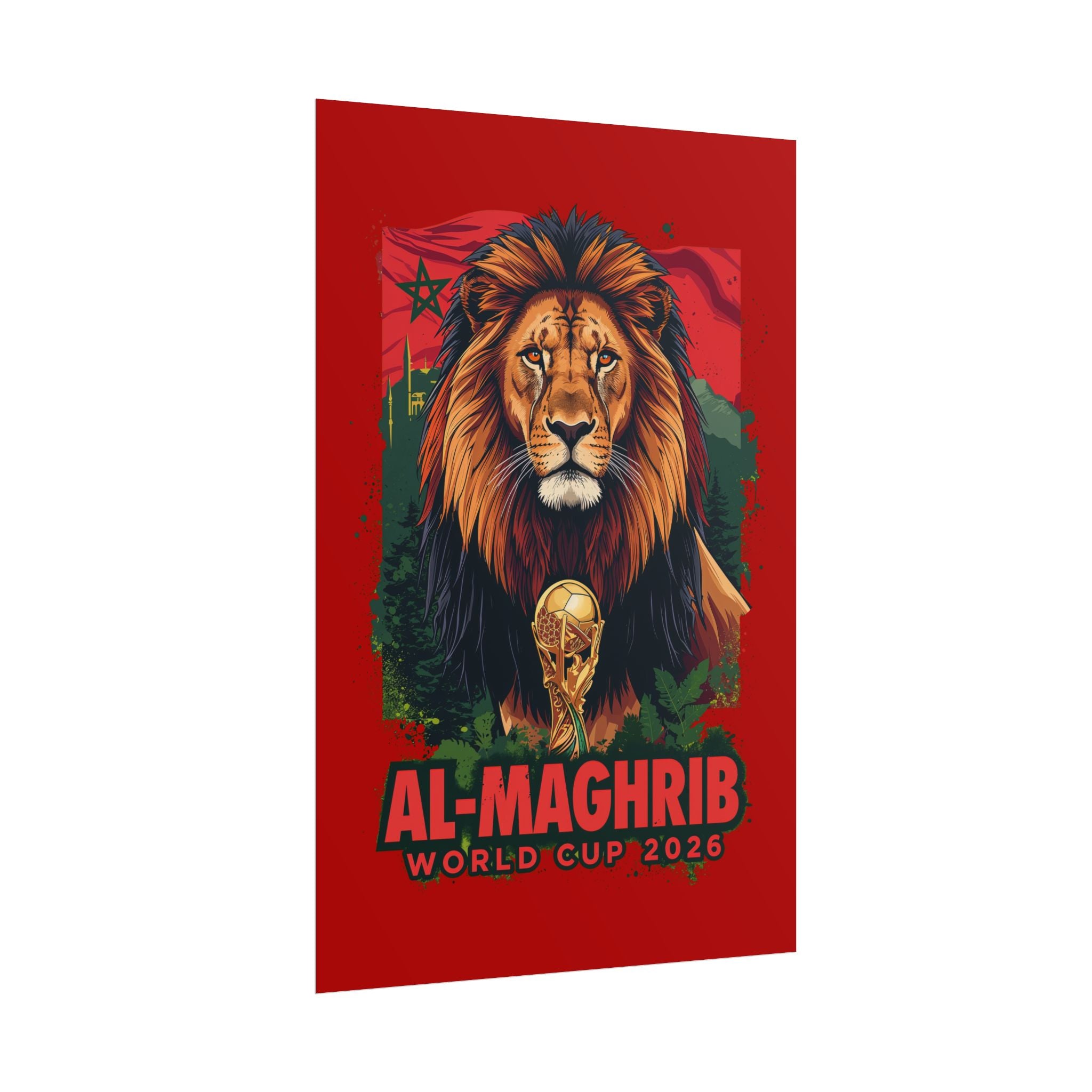 Morocco Soccer Poster 2026 World Cup Atlas Lions Wall Art Football Print