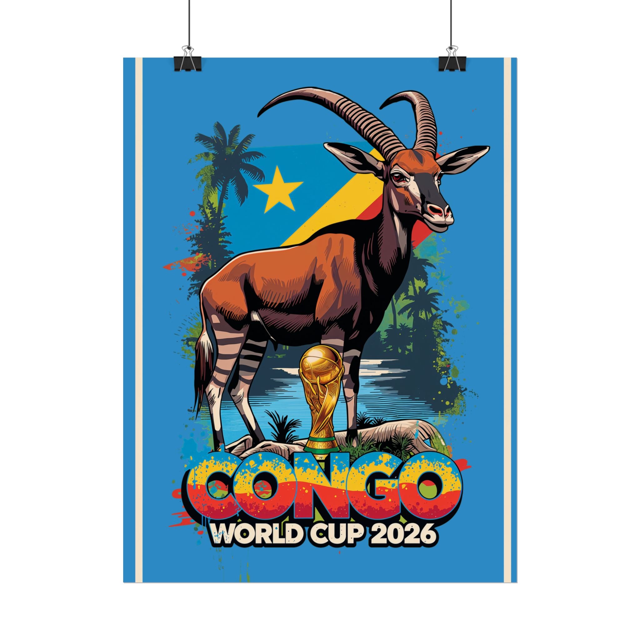 DR Congo Soccer Poster 2026 World Cup Leopards Wall Art Football Team Print