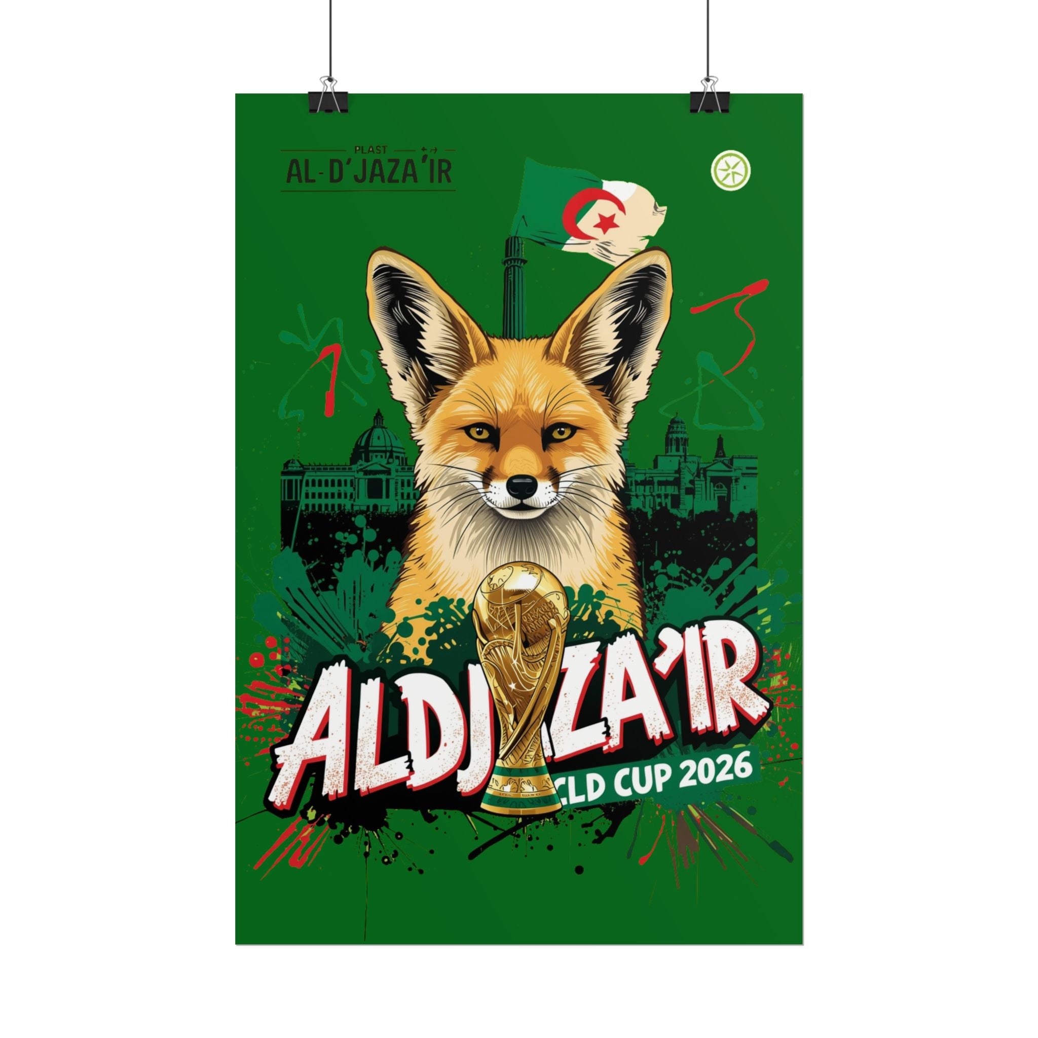 Al Djaza’Ir World Cup 2026 Fox Poster — Algeria Soccer Fan Art