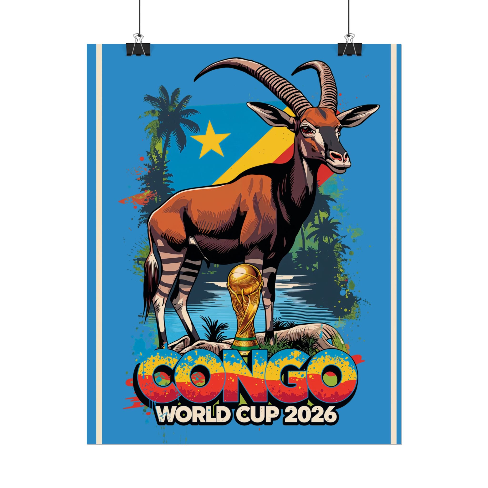 DR Congo Soccer Poster 2026 World Cup Leopards Wall Art Football Team Print
