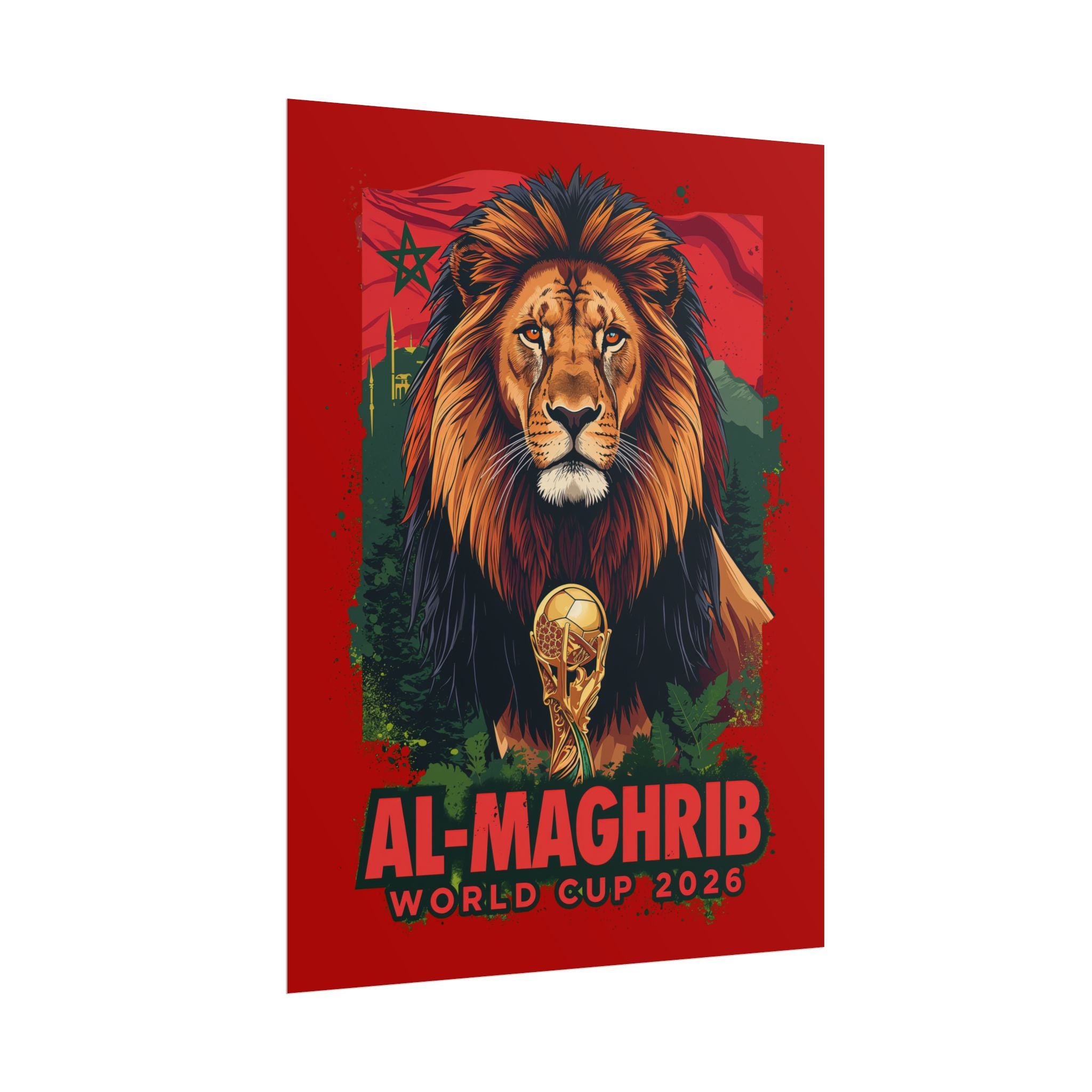 Morocco Soccer Poster 2026 World Cup Atlas Lions Wall Art Football Print