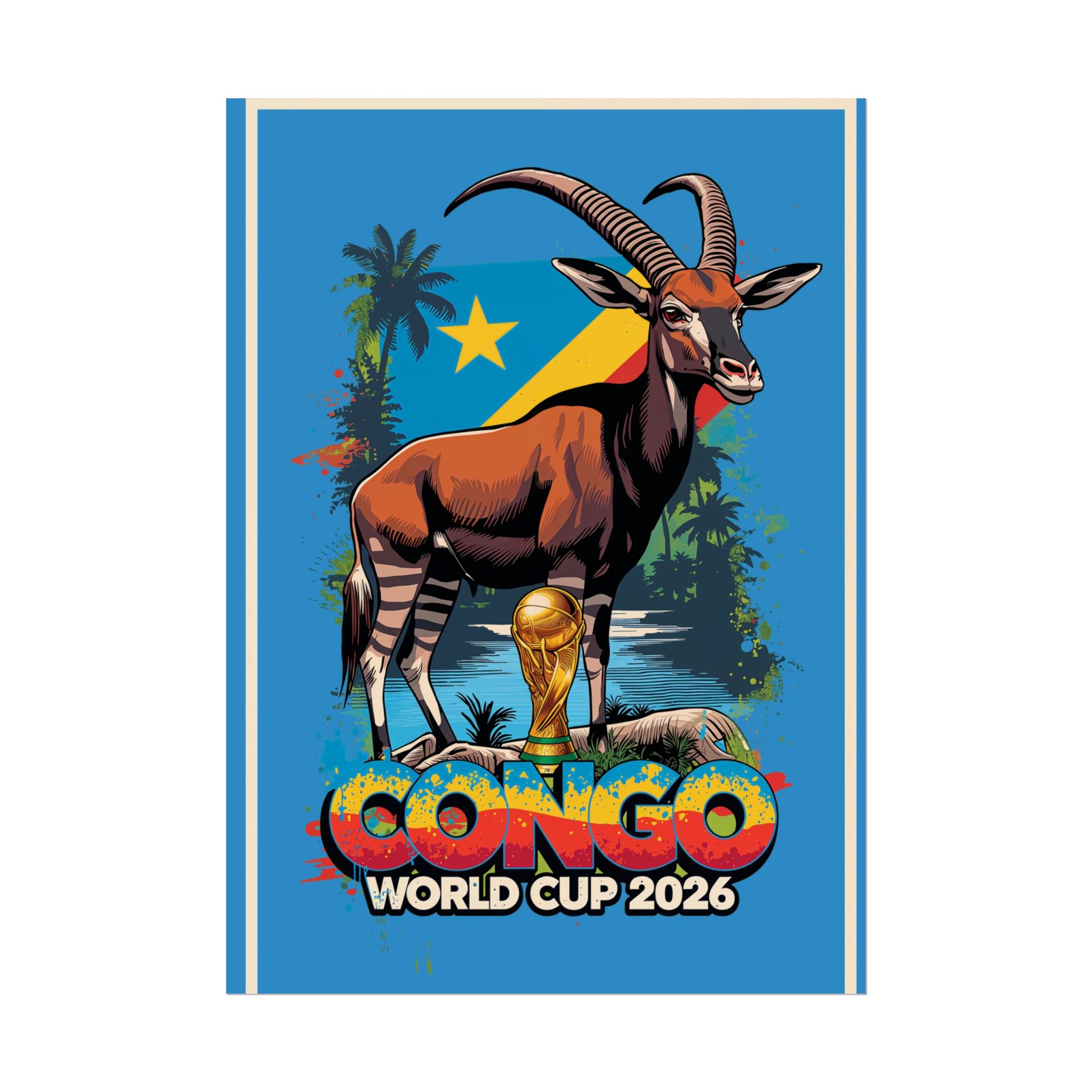 DR Congo Soccer Poster 2026 World Cup Leopards Wall Art Football Team Print