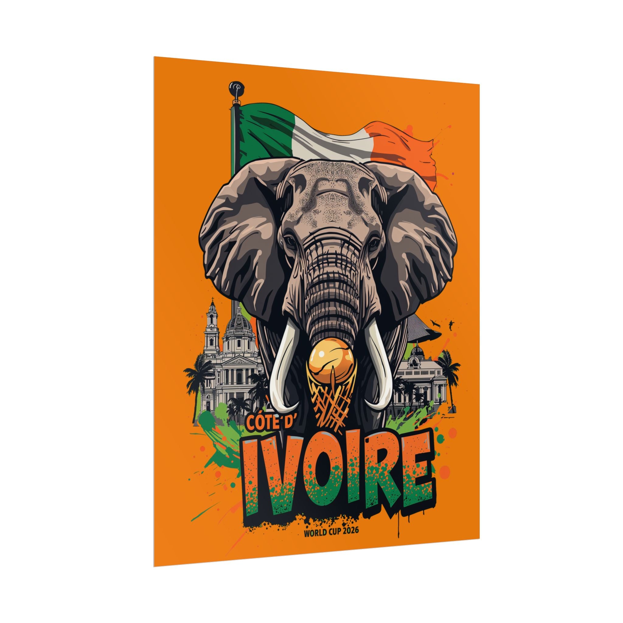 Ivory Coast Soccer Poster 2026 World Cup Elephants Wall Art Football Print