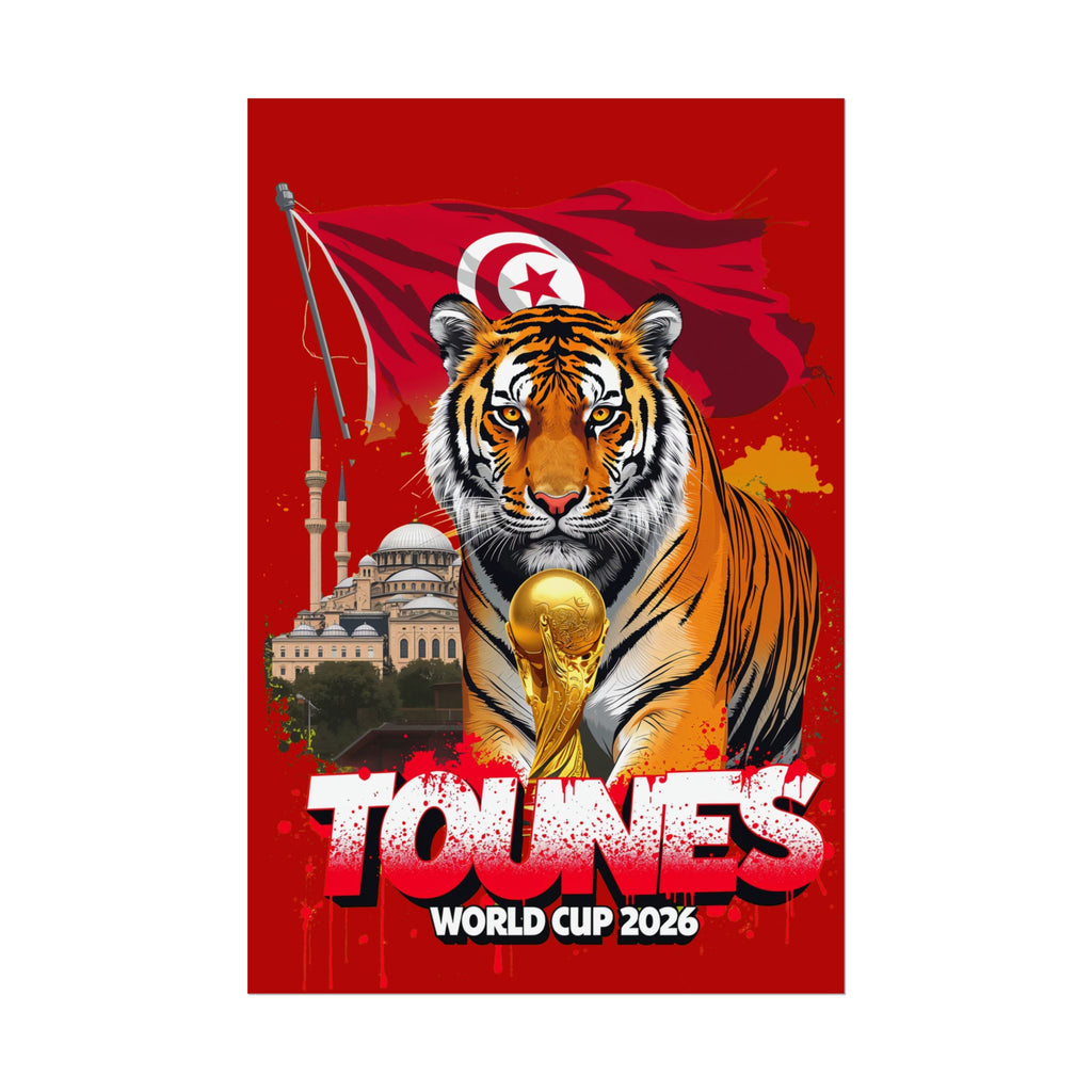 Tunisia World Cup 2026 Poster — Tiger & Trophy Rolled Poster