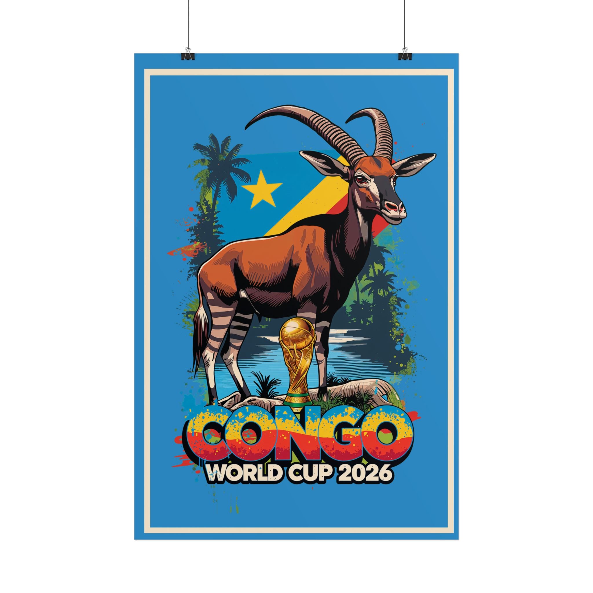 DR Congo Soccer Poster 2026 World Cup Leopards Wall Art Football Team Print