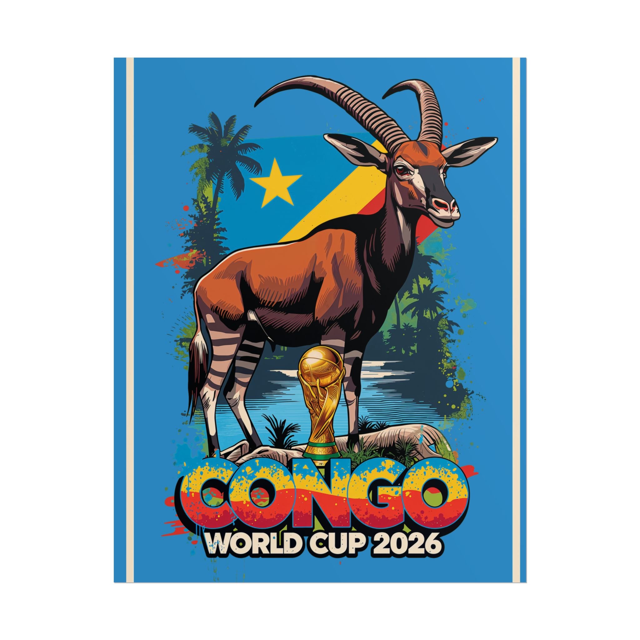 DR Congo Soccer Poster 2026 World Cup Leopards Wall Art Football Team Print