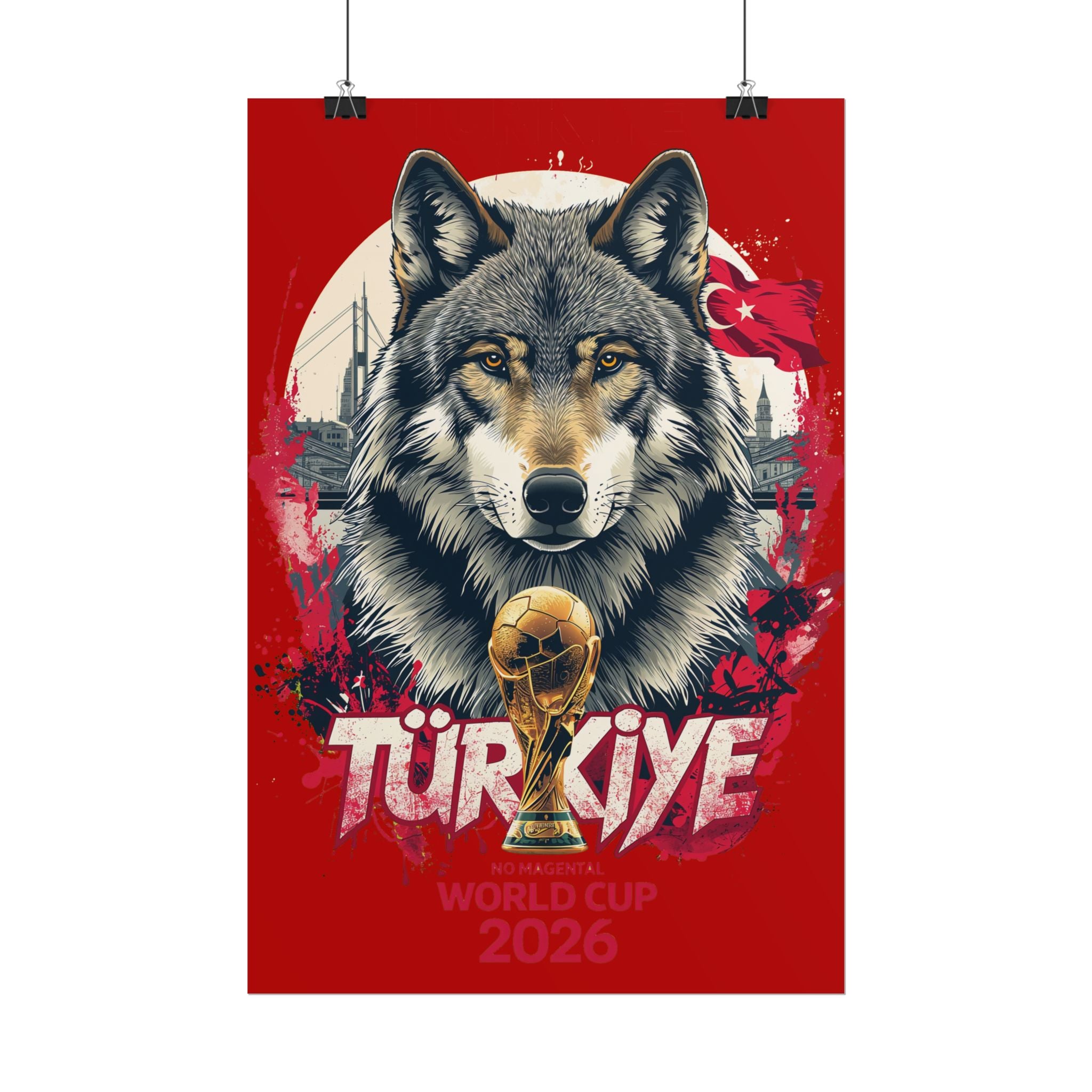 Turkey World Cup 2026 Wolf Poster — Türkiye Football Fan Art