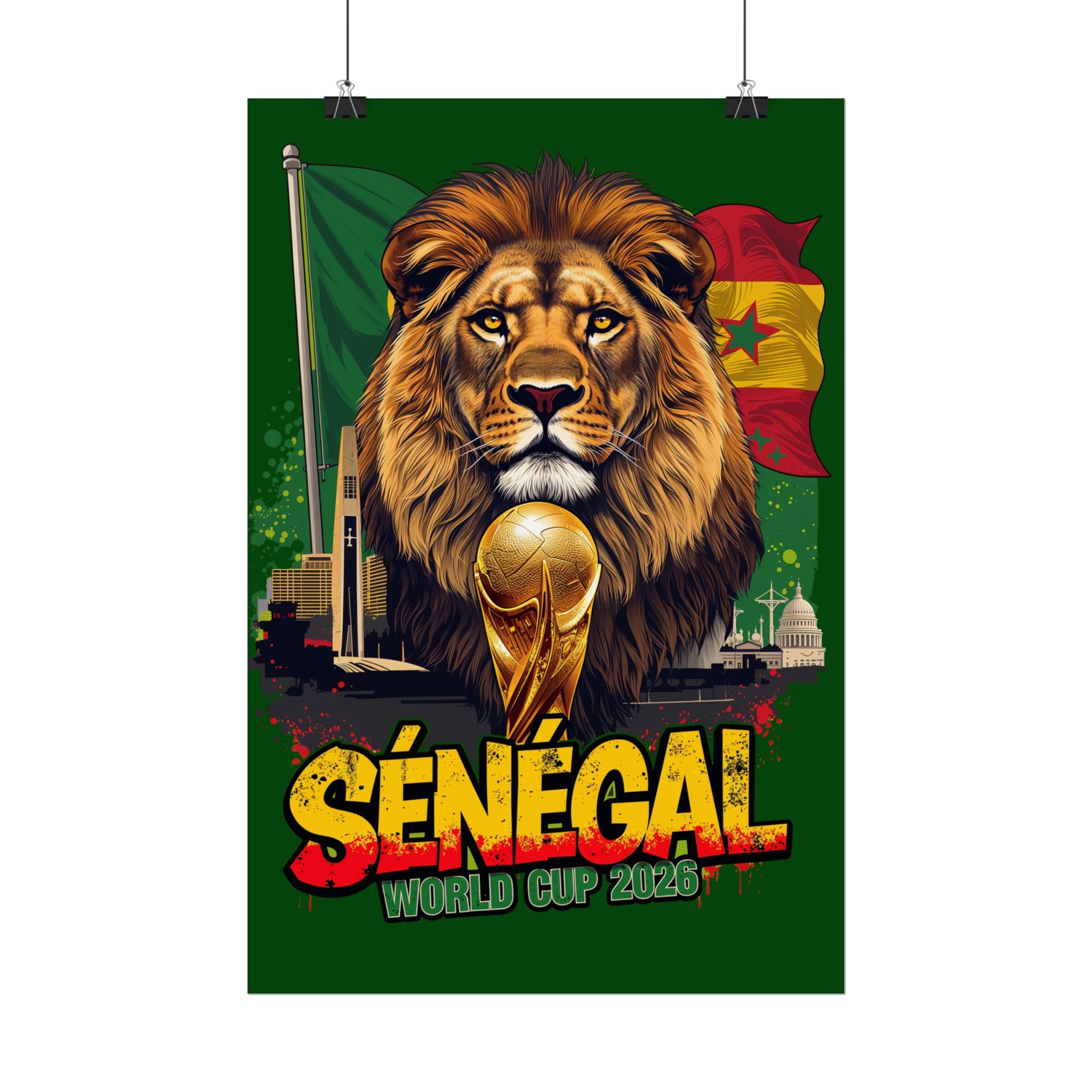 Senegal Soccer Poster 2026 World Cup Lions of Teranga Wall Art Football Print