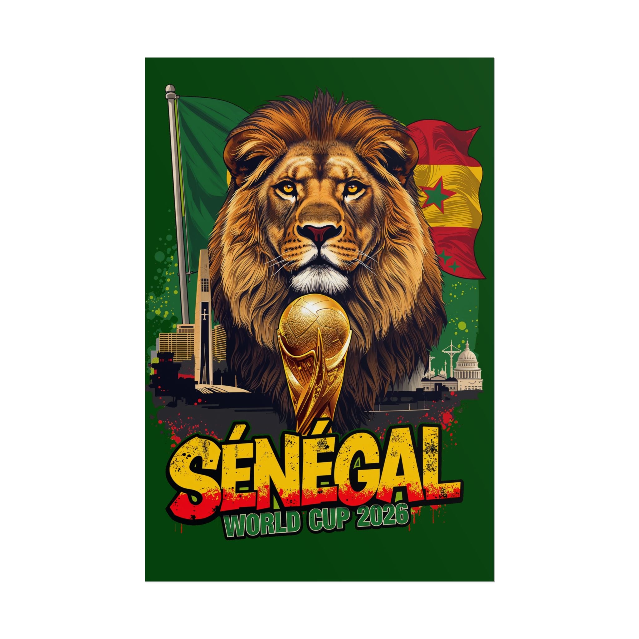 Senegal Soccer Poster 2026 World Cup Lions of Teranga Wall Art Football Print