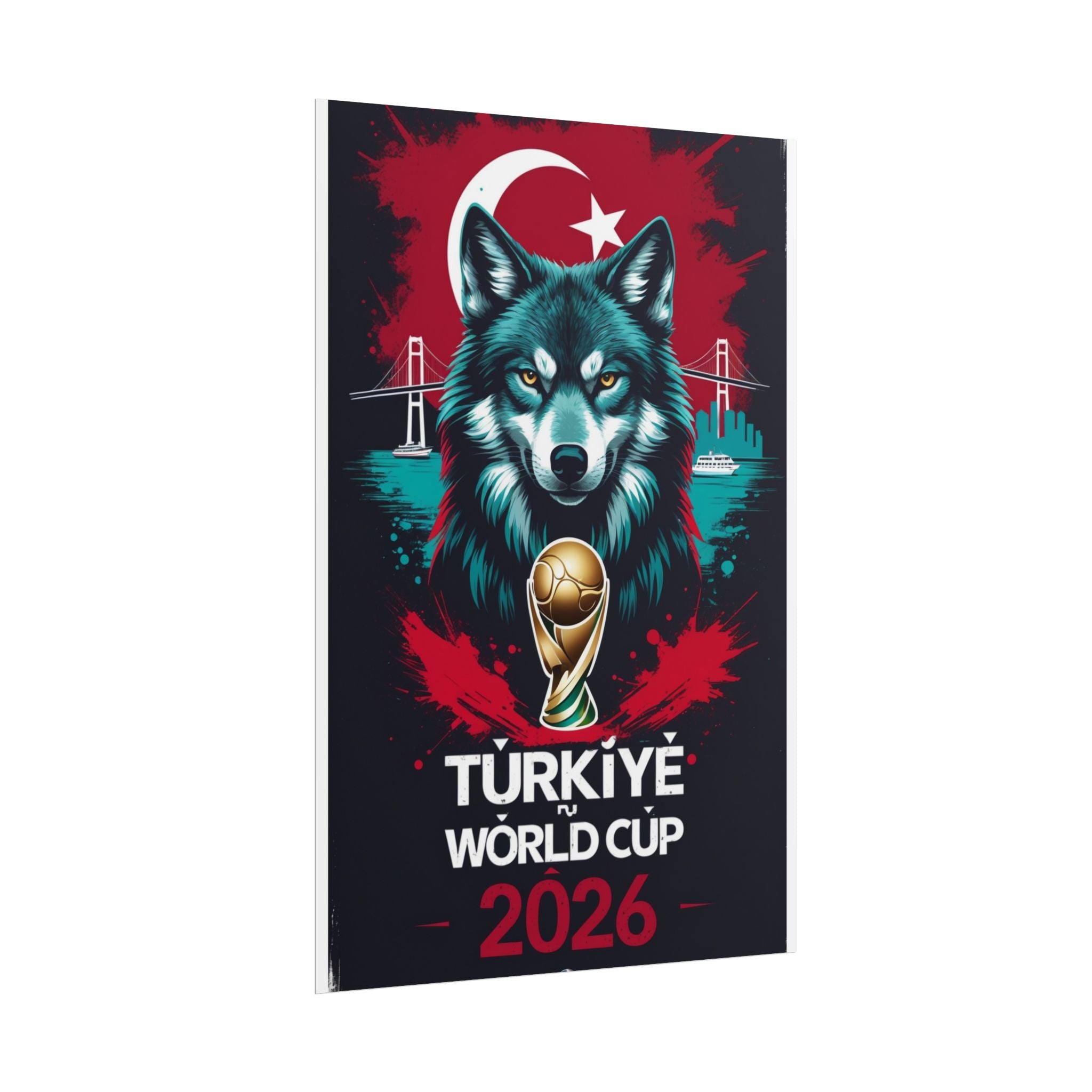 Turkey 2026 World Cup Wolf Poster - Rolled Sports Art Print