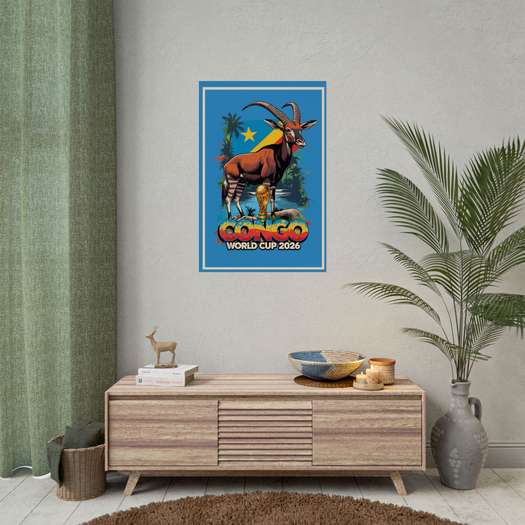 DR Congo Soccer Poster 2026 World Cup Leopards Wall Art Football Team Print