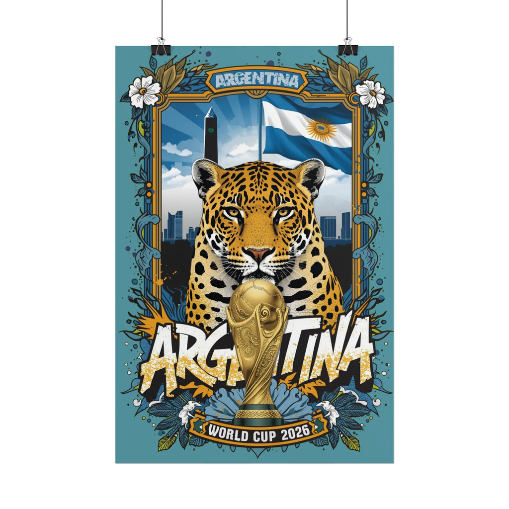 Argentina World Cup 2026 Jaguar Poster — Rolled Soccer Wall Art