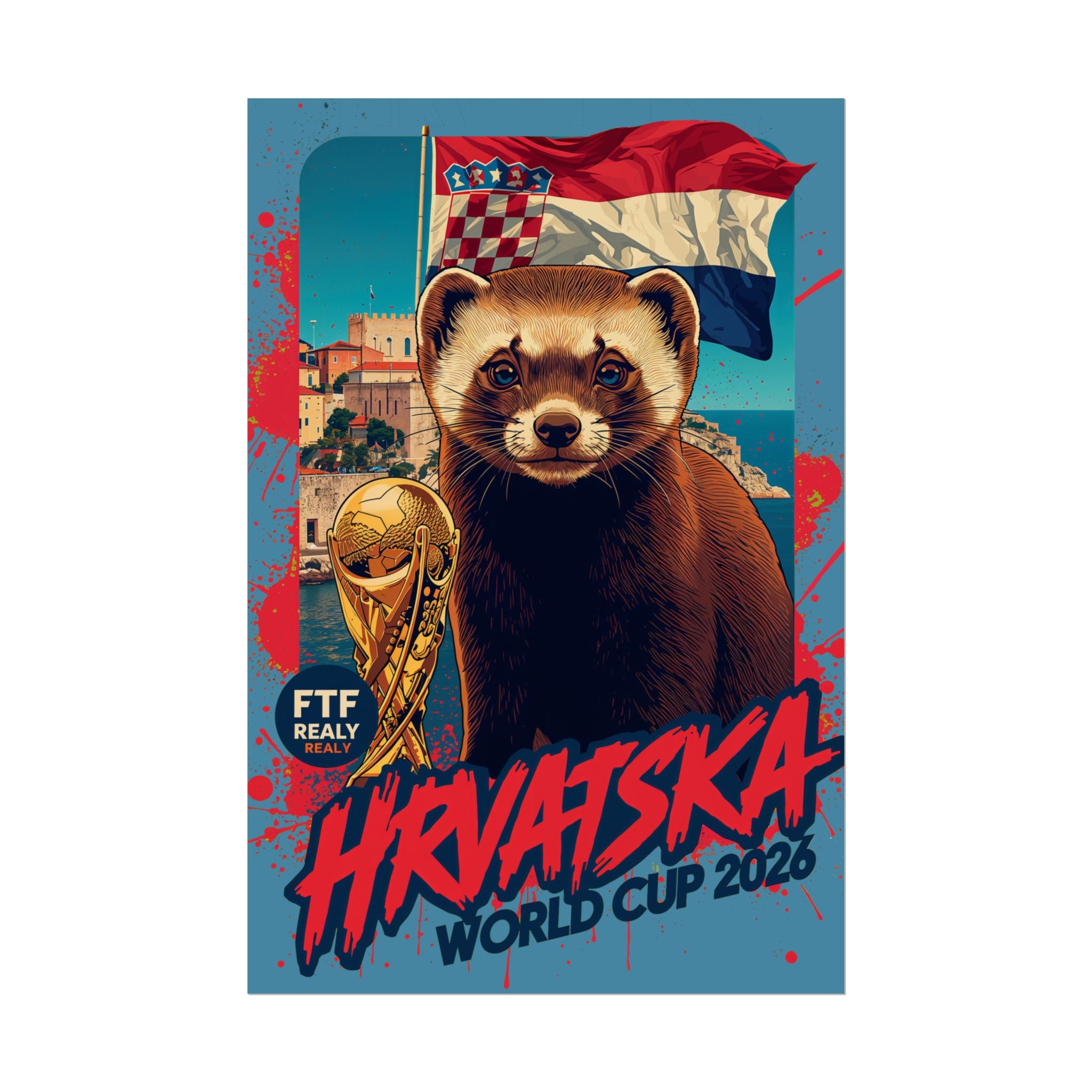 Rolled Poster — Hrvatska World Cup 2026 Ferret Flag Art