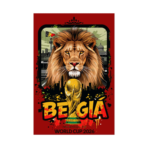 Belgium World Cup 2026 Poster — Lion & Trophy Soccer Wall Art