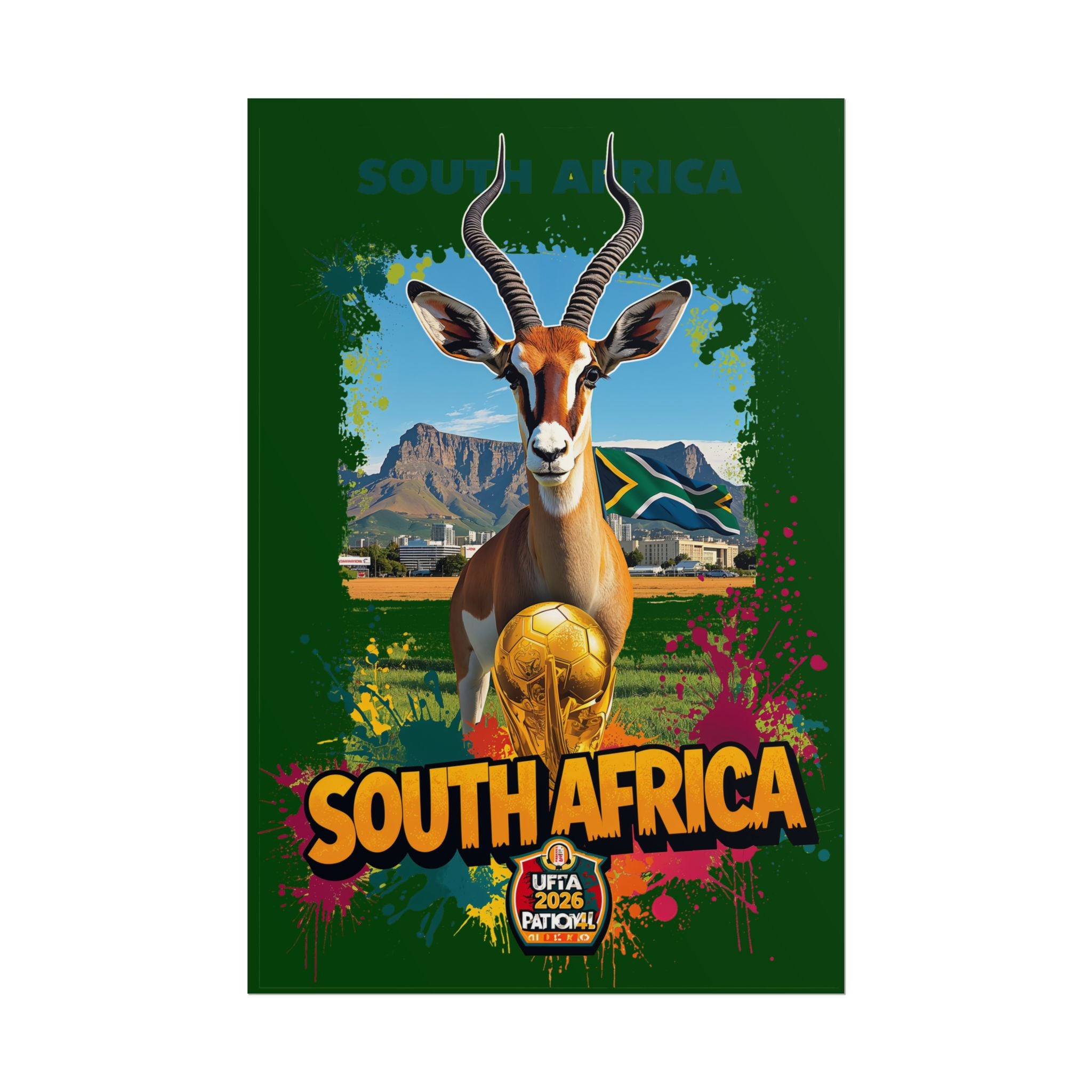 South Africa Sports Poster — Vintage Springbok World Cup Travel Print