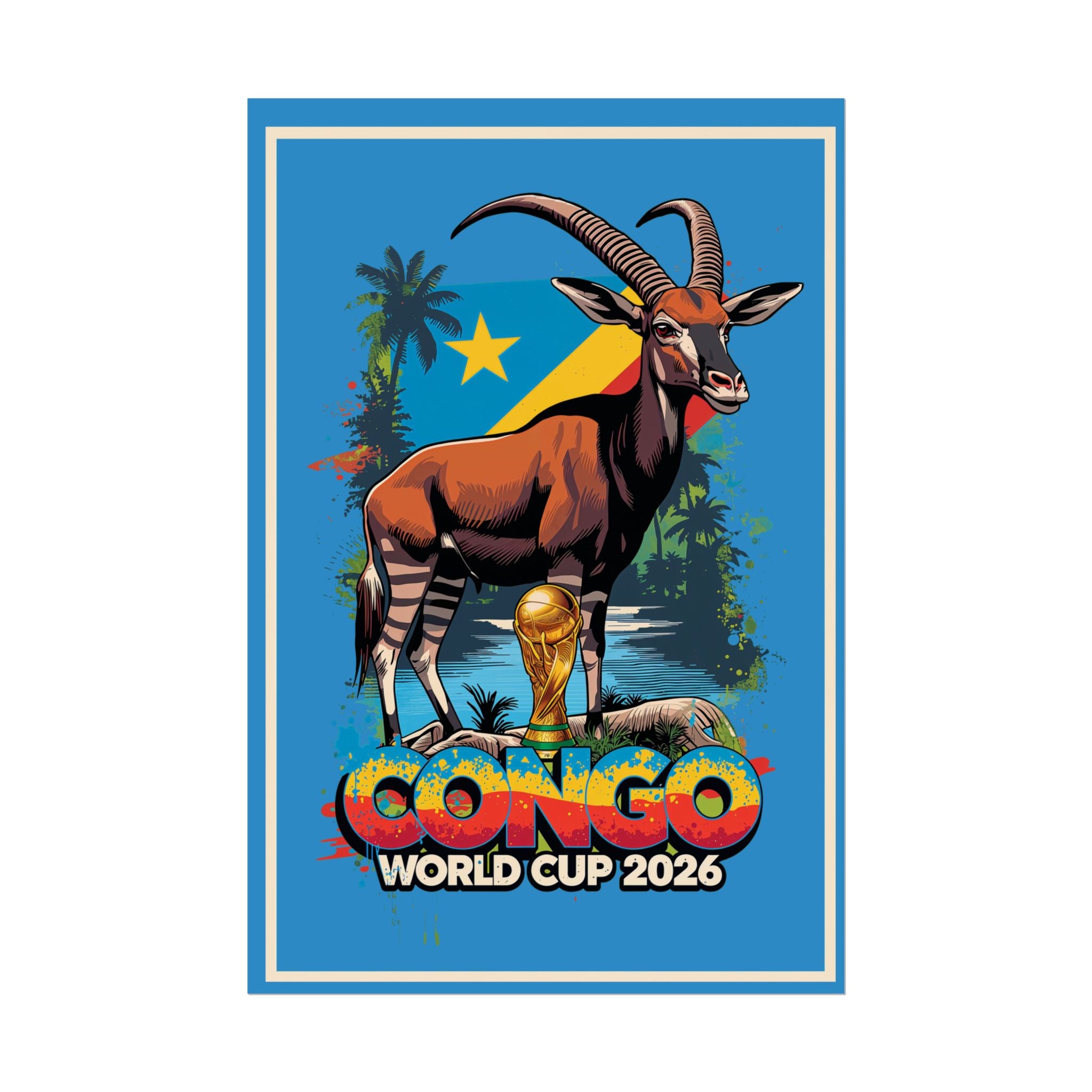 DR Congo Soccer Poster 2026 World Cup Leopards Wall Art Football Team Print