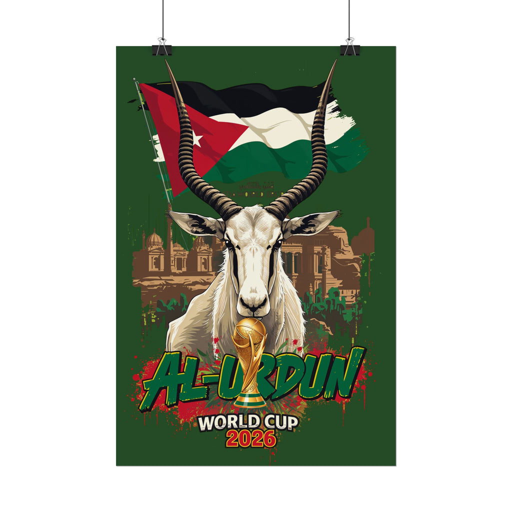 Rolled Poster — Al-Urdun World Cup 2026 Flag & Antelope Football Art