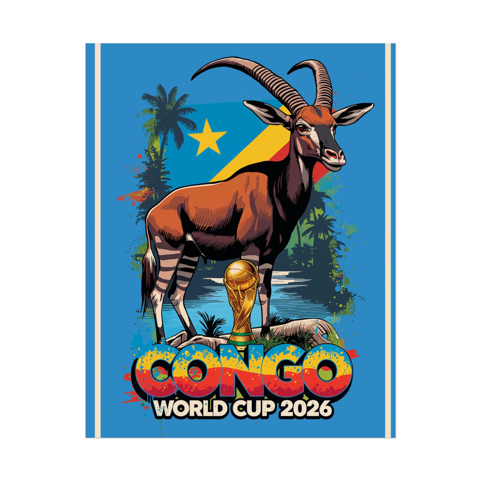 DR Congo Soccer Poster 2026 World Cup Leopards Wall Art Football Team Print