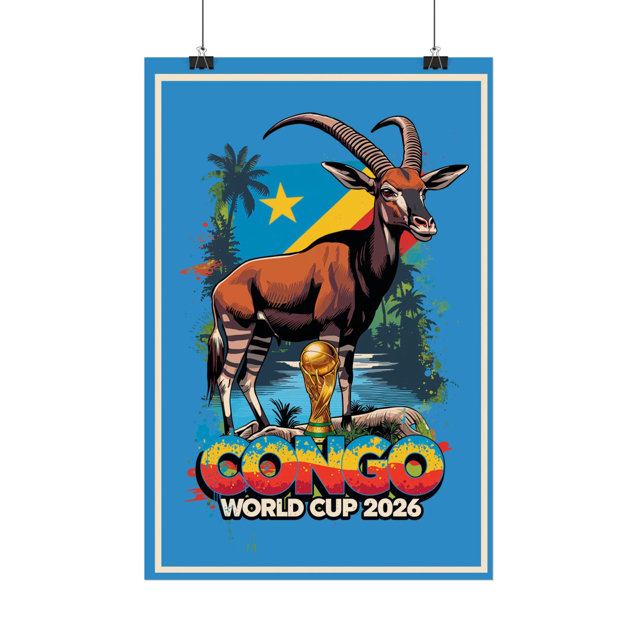 DR Congo Soccer Poster 2026 World Cup Leopards Wall Art Football Team Print