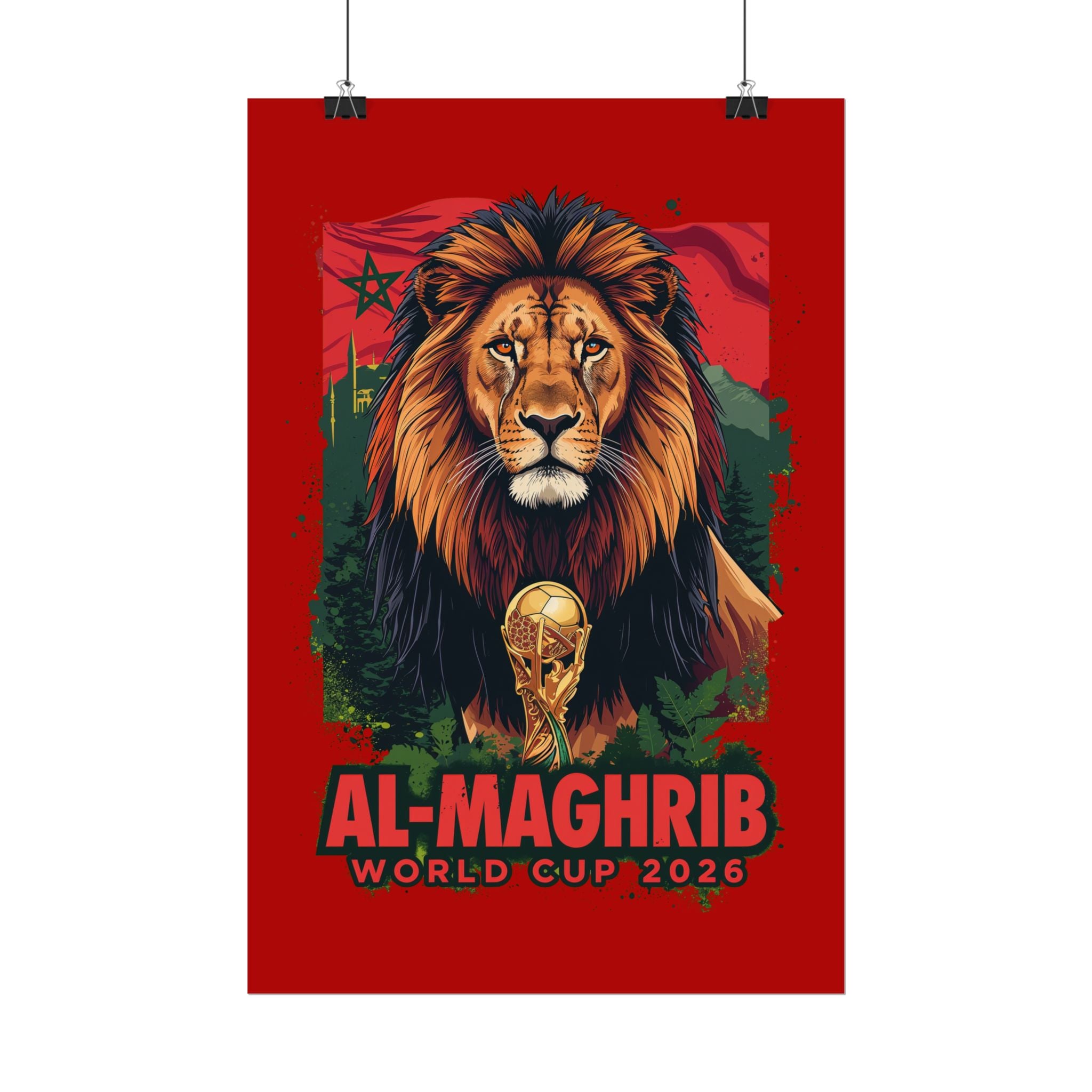 Morocco Soccer Poster 2026 World Cup Atlas Lions Wall Art Football Print