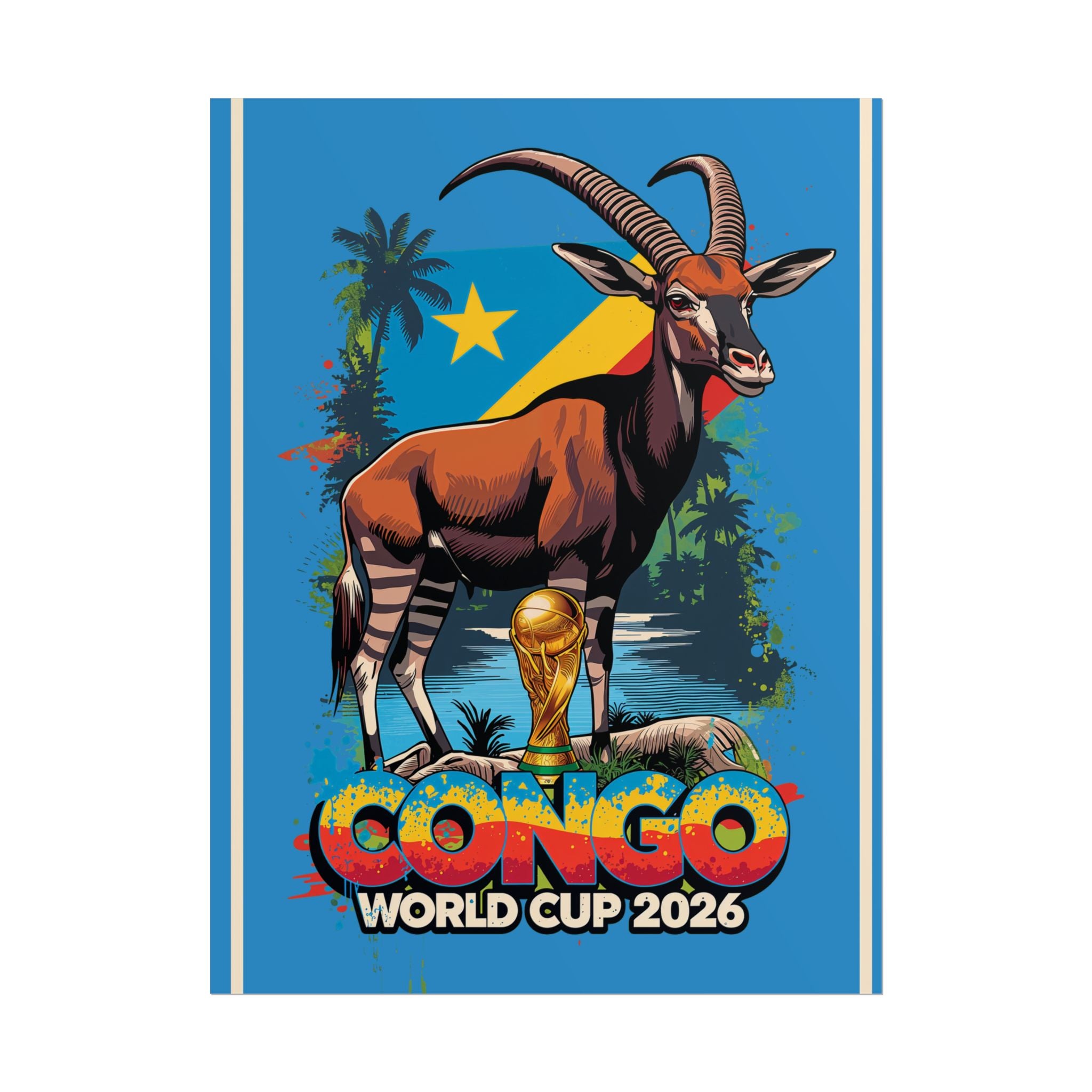 DR Congo Soccer Poster 2026 World Cup Leopards Wall Art Football Team Print