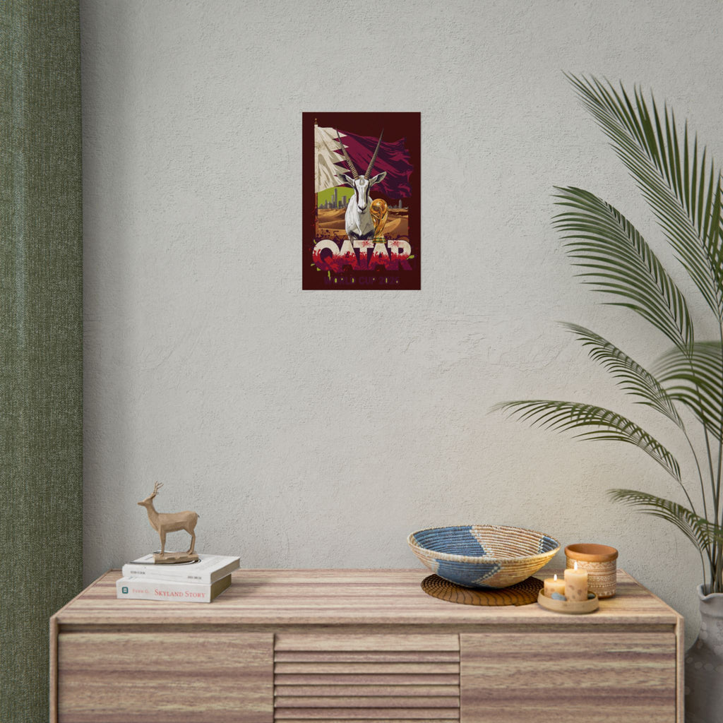 Qatar Soccer Poster 2026 World Cup Maroons Wall Art Qatari Football Print