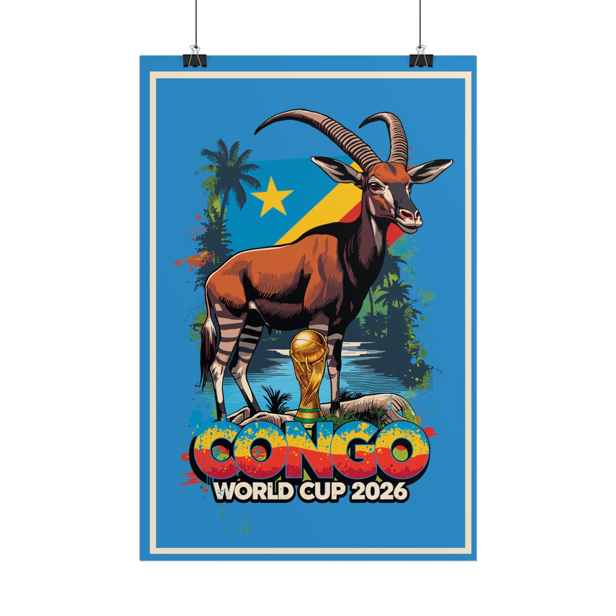 DR Congo Soccer Poster 2026 World Cup Leopards Wall Art Football Team Print