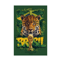 Brazil World Cup Poster — Jaguar & Trophy Soccer Wall Art