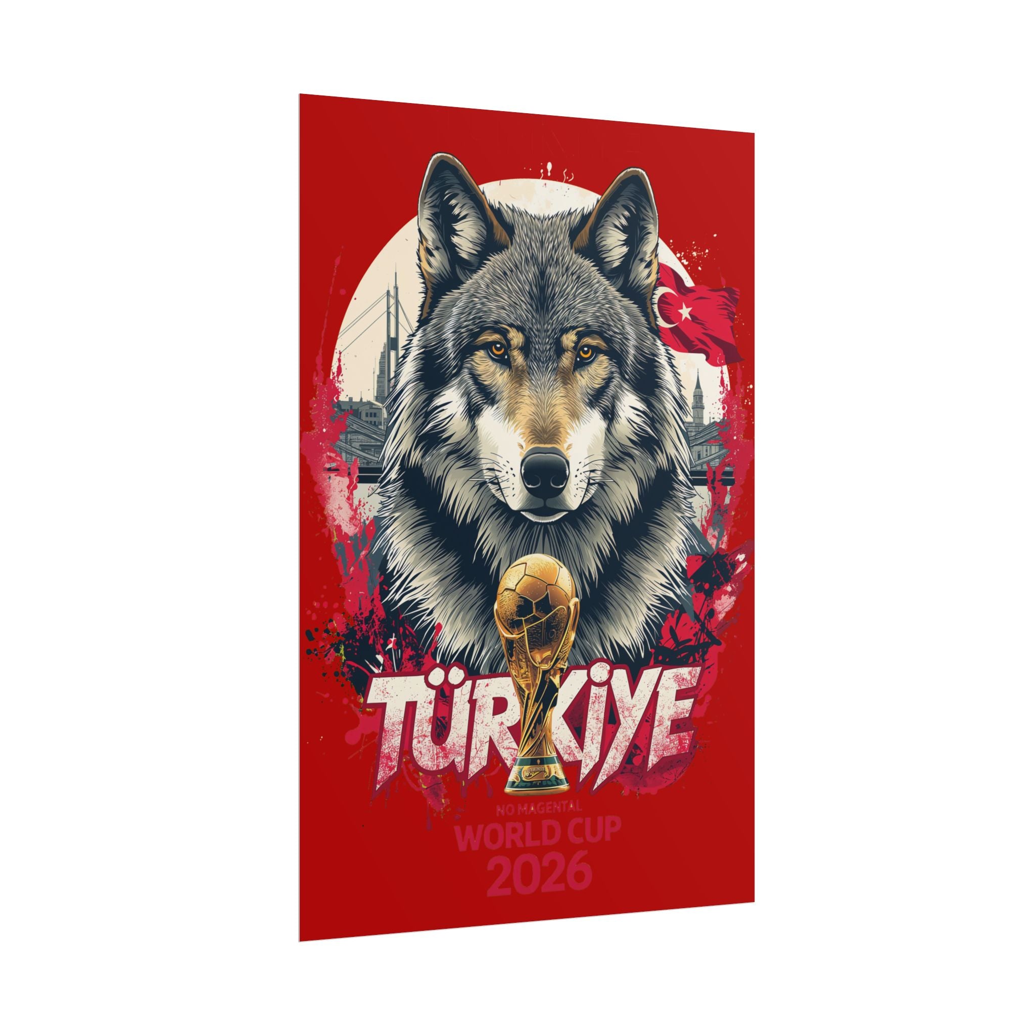 Turkey World Cup 2026 Wolf Poster — Türkiye Football Fan Art