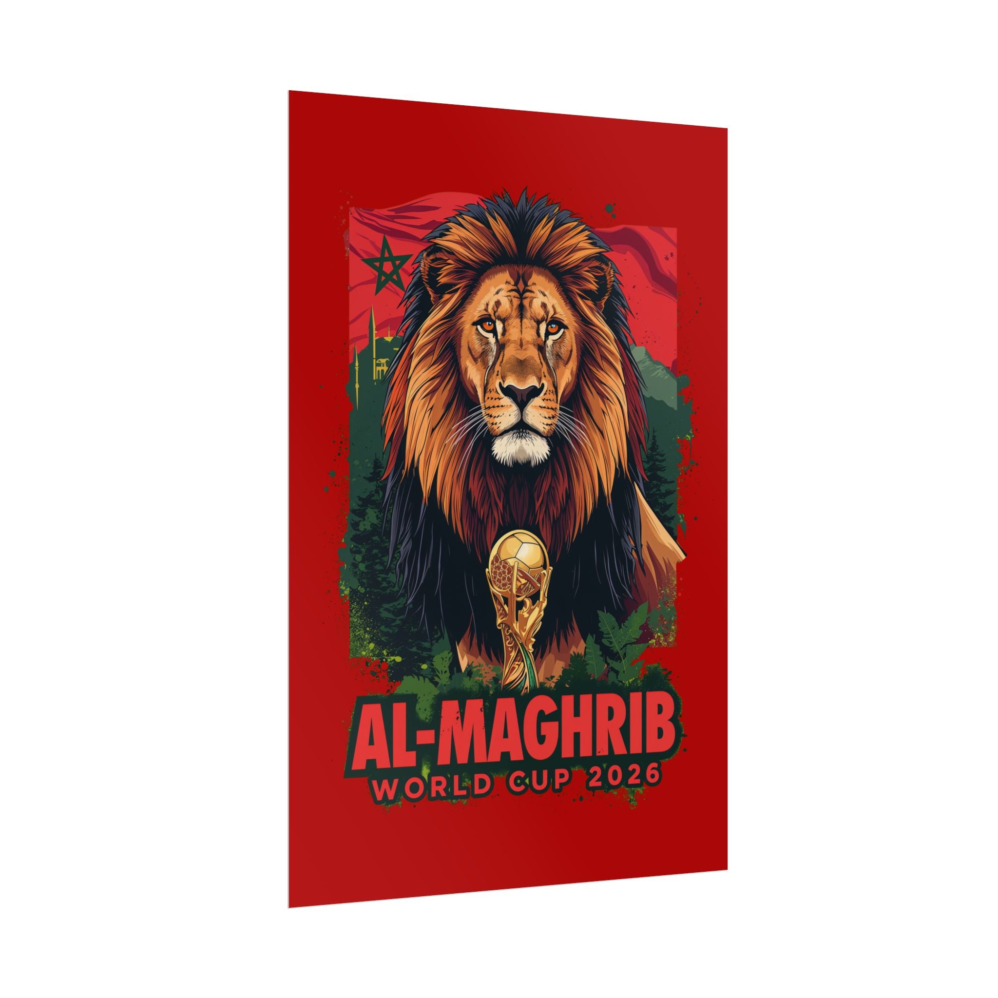 Morocco Soccer Poster 2026 World Cup Atlas Lions Wall Art Football Print