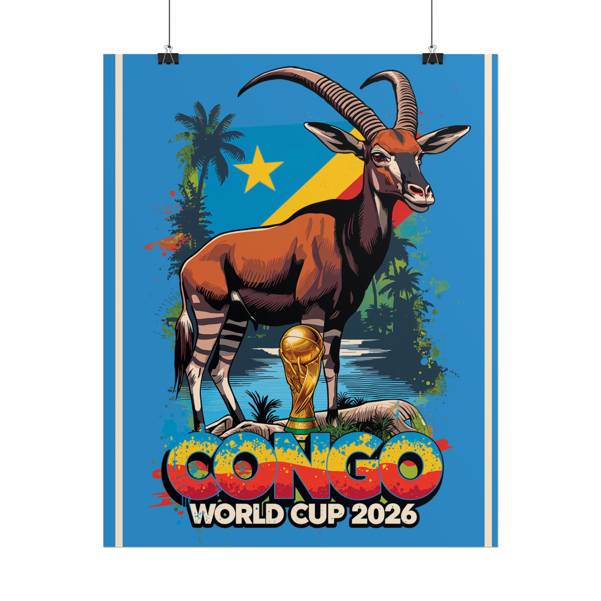 DR Congo Soccer Poster 2026 World Cup Leopards Wall Art Football Team Print