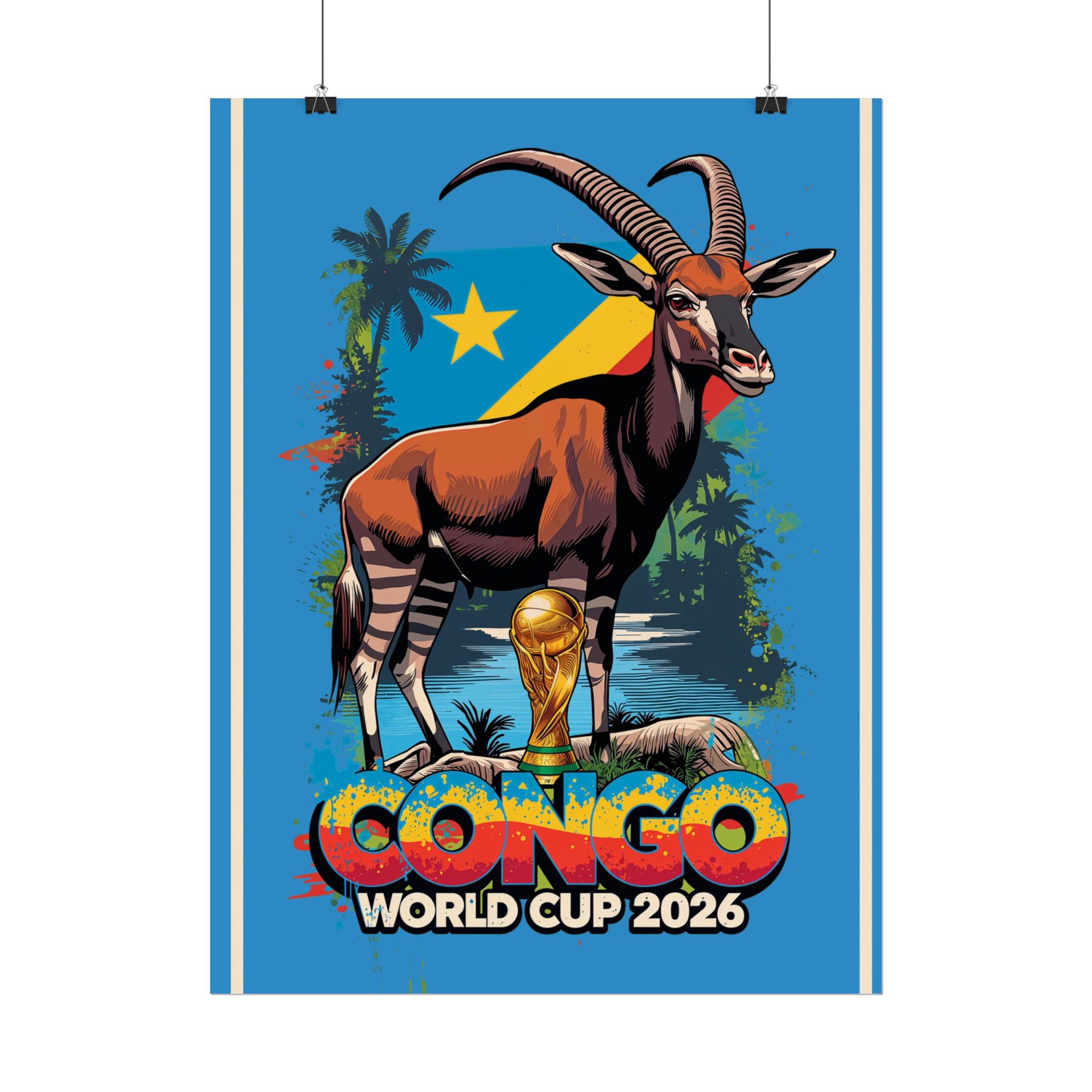 DR Congo Soccer Poster 2026 World Cup Leopards Wall Art Football Team Print