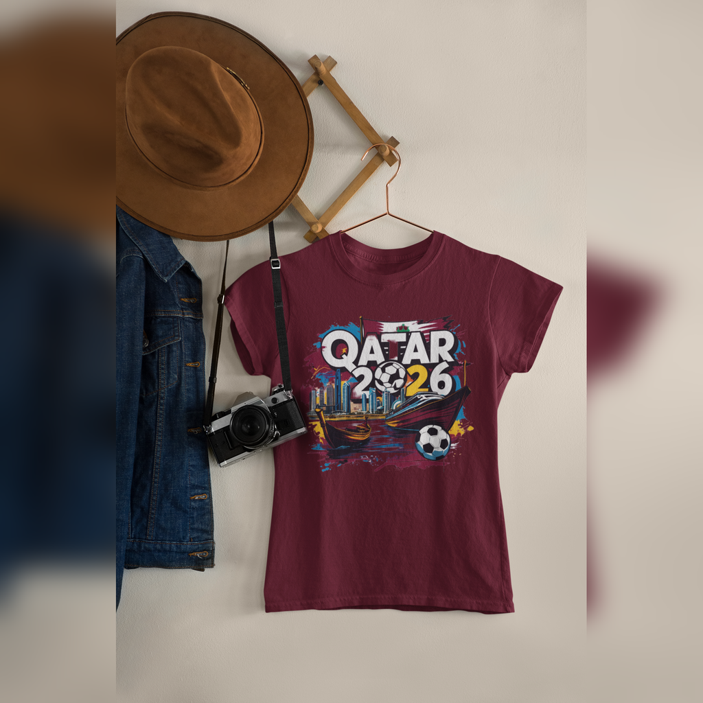 Qatar 2026 FIFA World Cup T-Shirt | Qatari Soccer Fan Gift | Football Tee | Unisex
