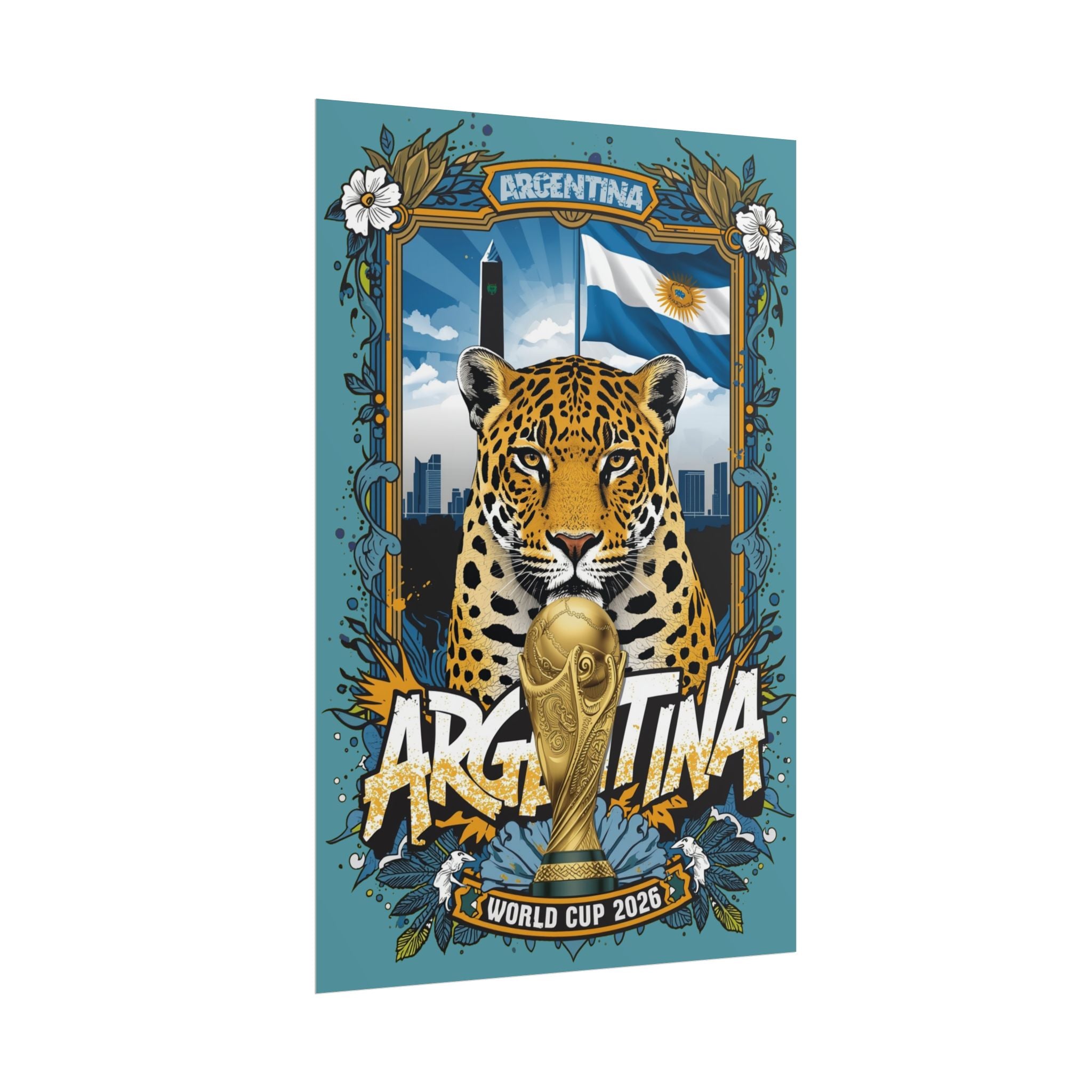 Argentina World Cup 2026 Jaguar Poster — Rolled Soccer Wall Art