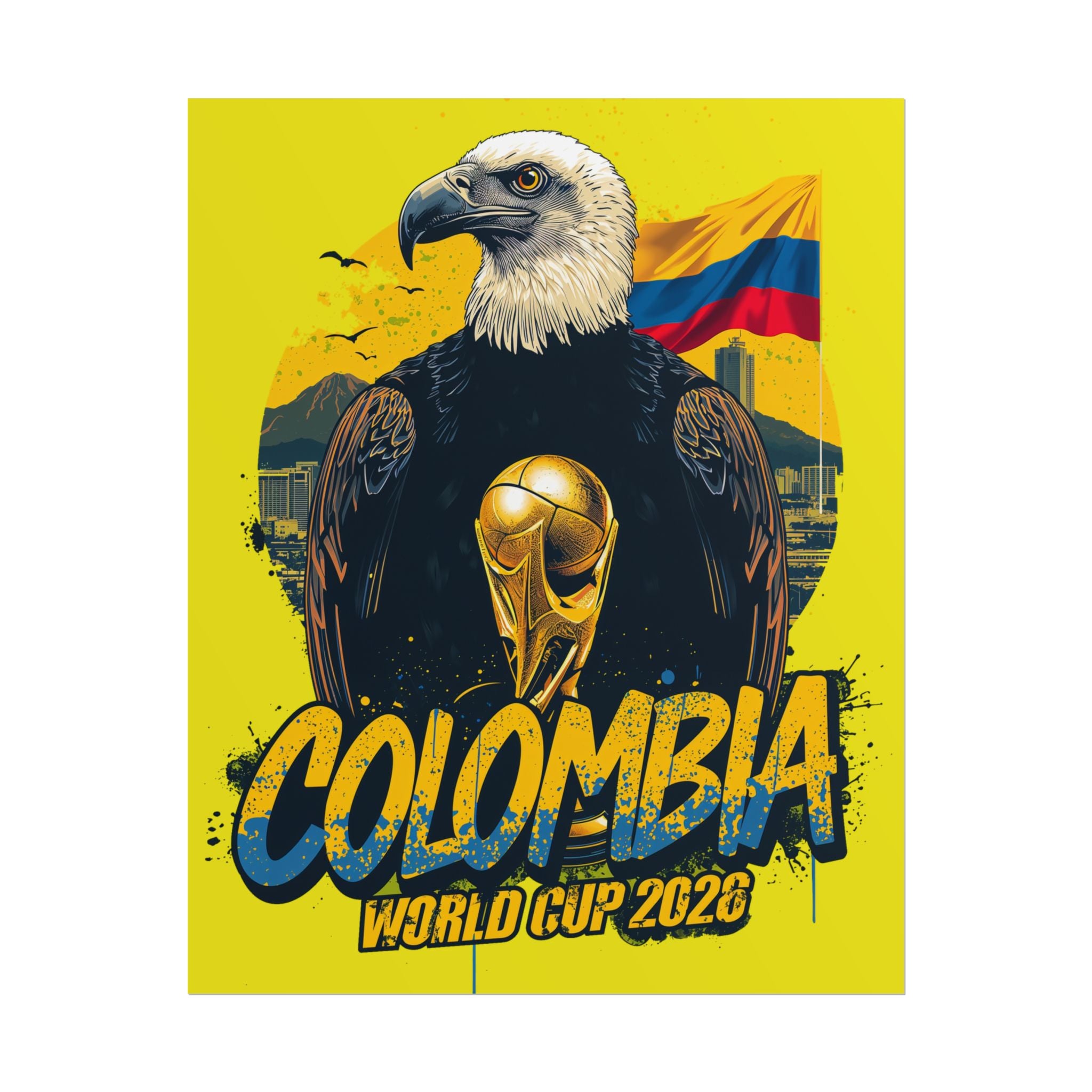Colombia Soccer Poster 2026 World Cup Los Cafeteros Wall Art Football Print