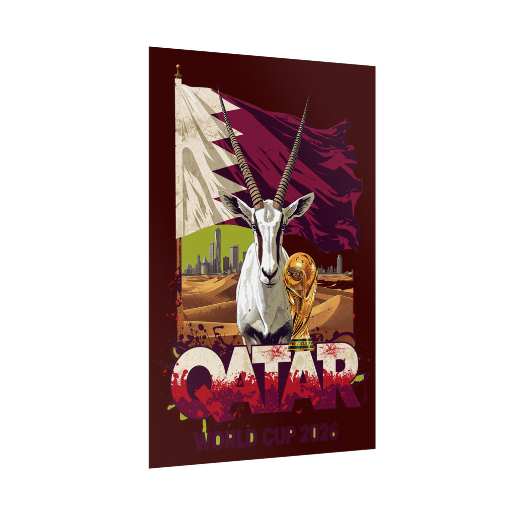 Qatar Soccer Poster 2026 World Cup Maroons Wall Art Qatari Football Print