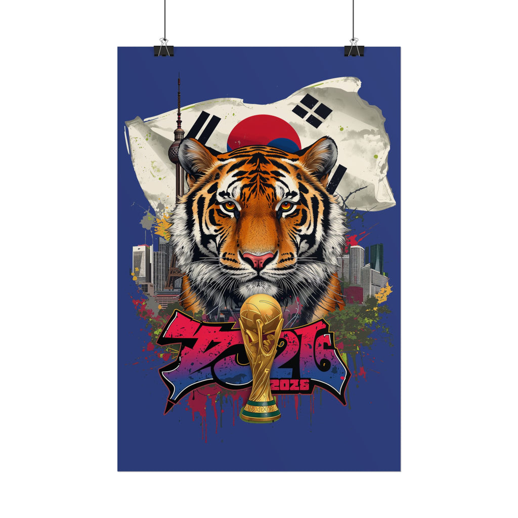 Rolled Poster — Korea World Cup Tiger Design with Trophy & Flag