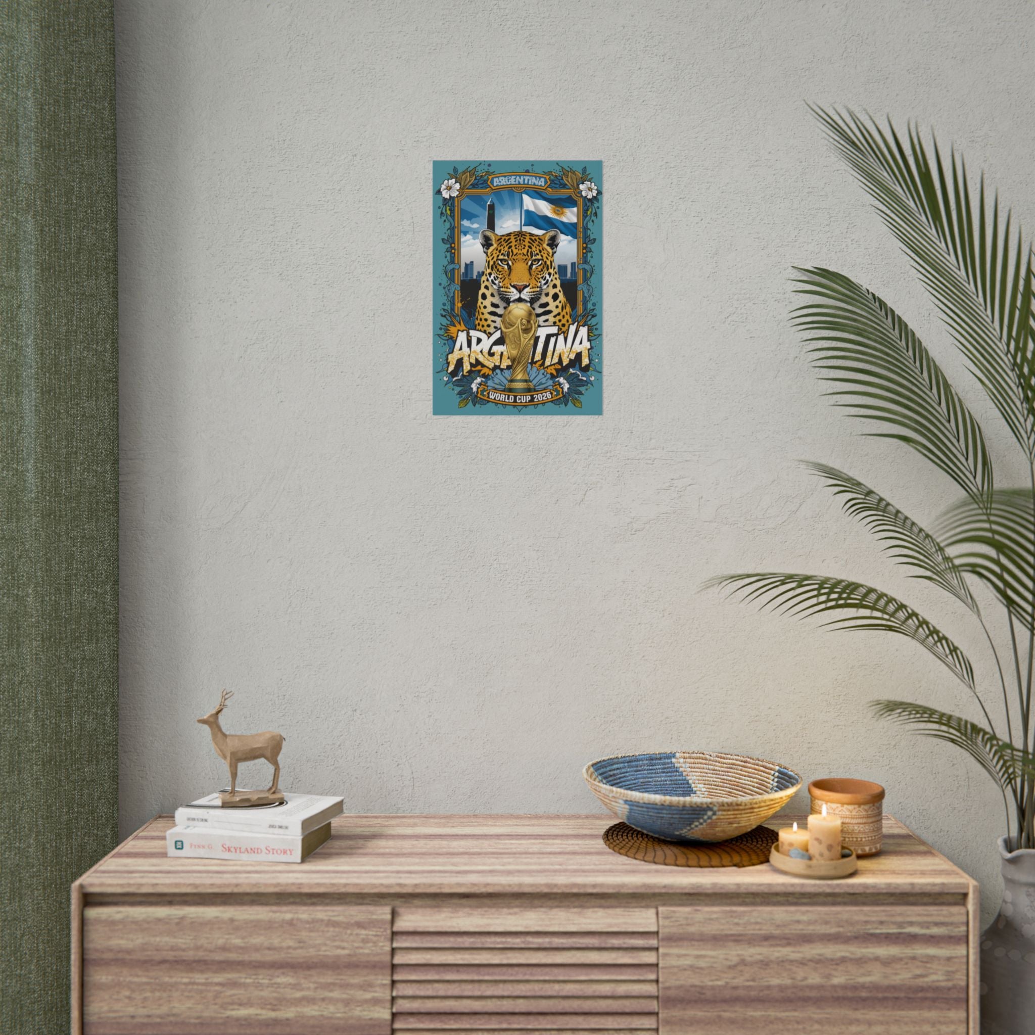 Argentina World Cup 2026 Jaguar Poster — Rolled Soccer Wall Art
