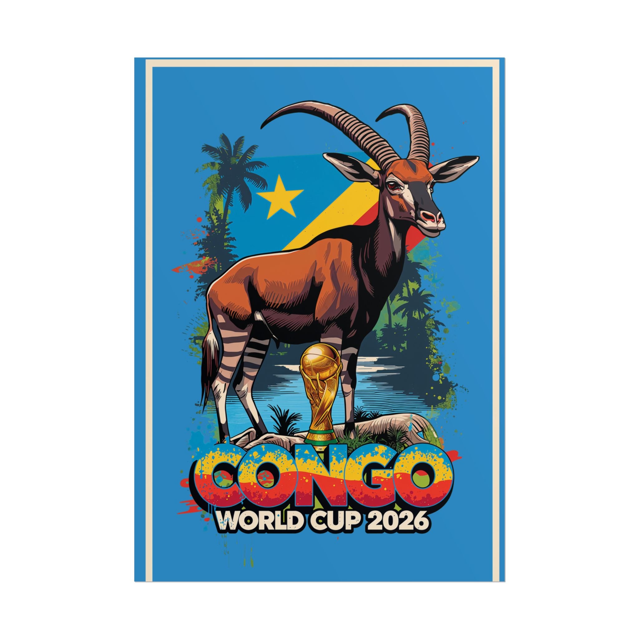 DR Congo Soccer Poster 2026 World Cup Leopards Wall Art Football Team Print