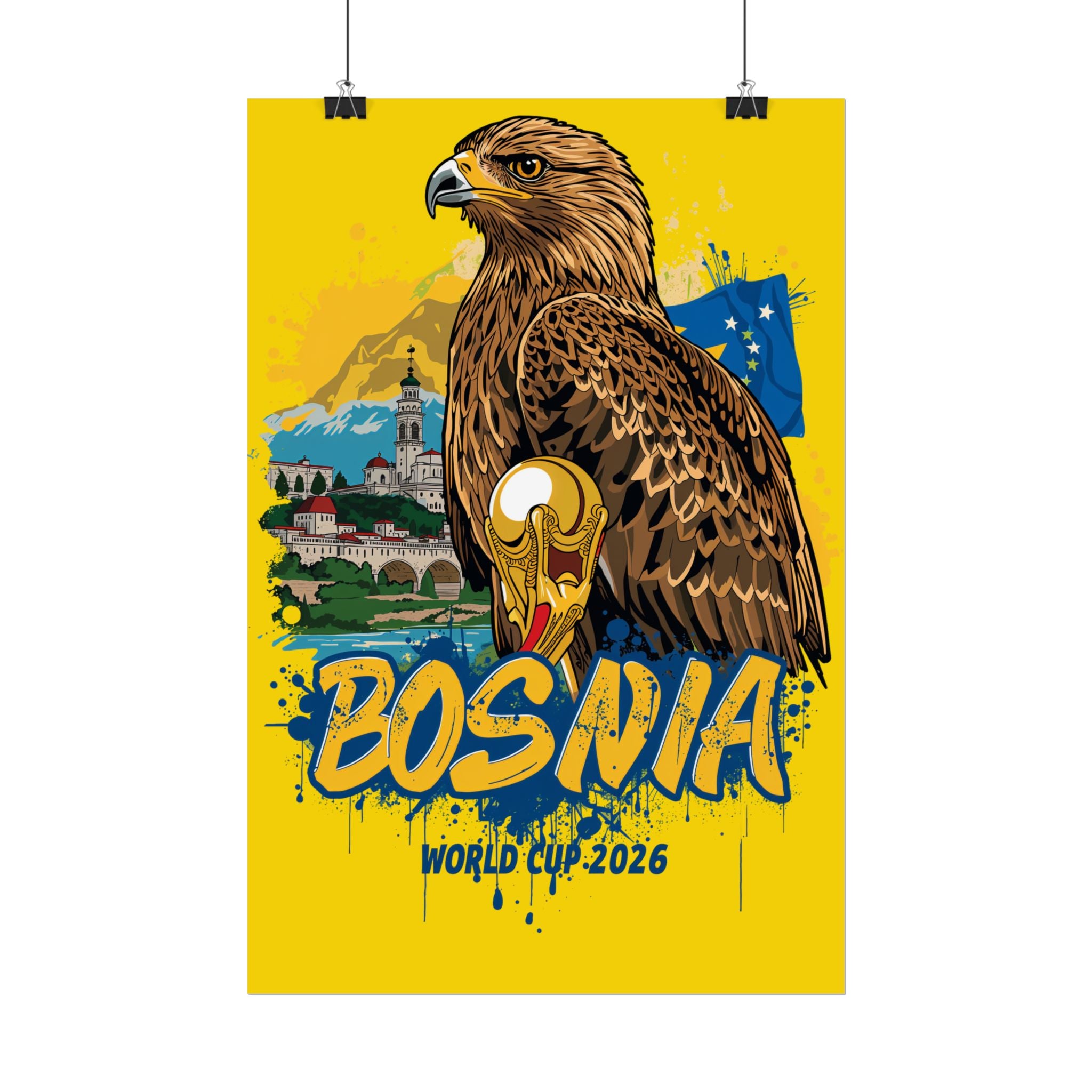 Bosnia World Cup 2026 Poster — Eagle & Flag Rolled Poster