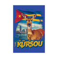 Kürsou Travel Poster – Curaçao Deer & Flag Rolled Art Print