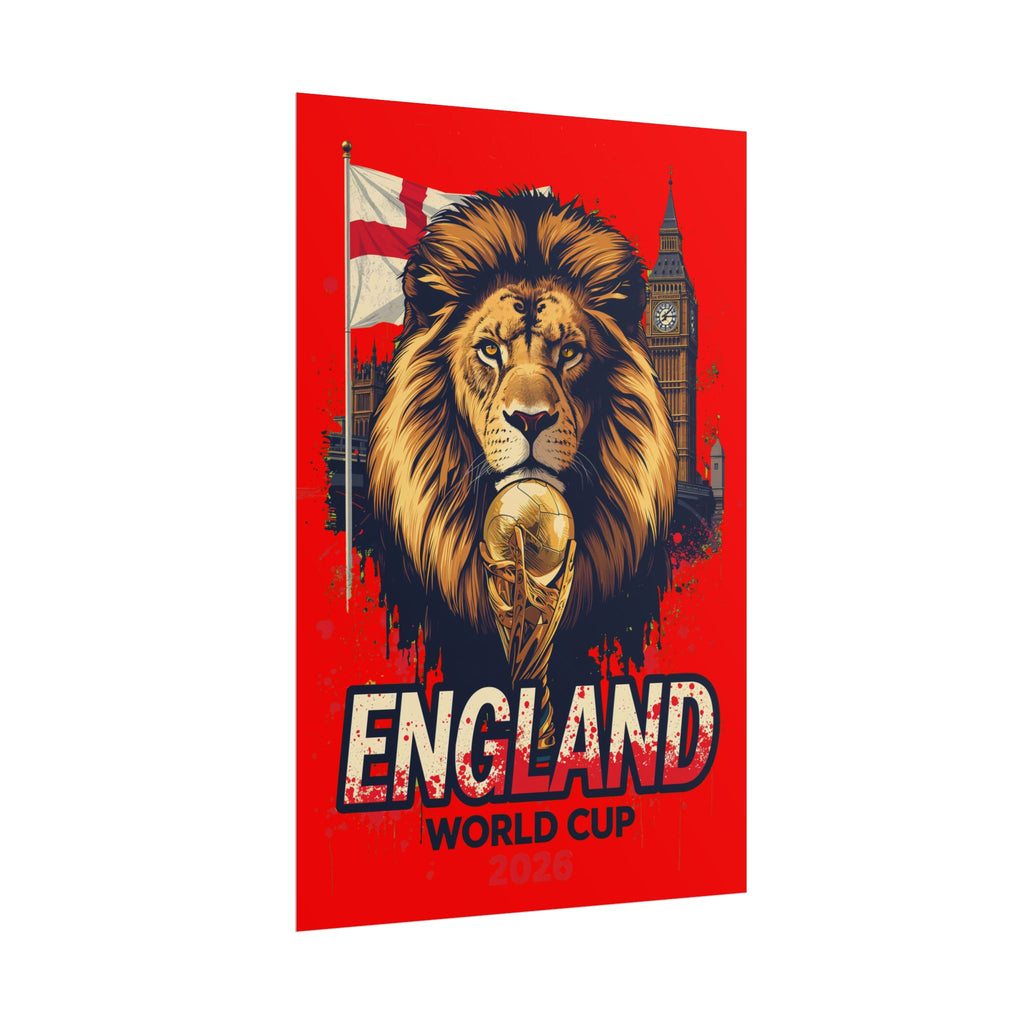 England Soccer Poster 2026 World Cup Three Lions Wall Art Football Print