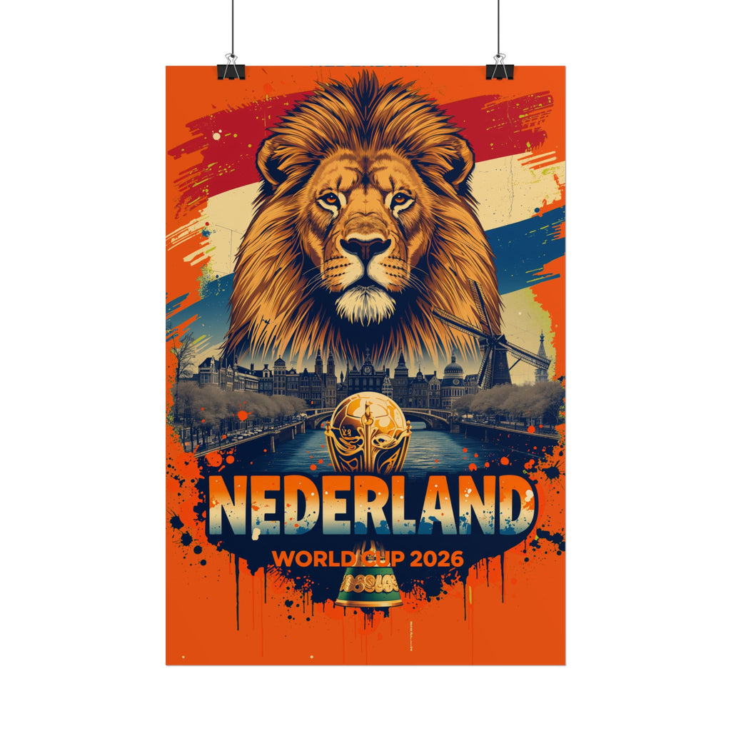 Netherlands World Cup 2026 Lion Poster — Oranje Football Stadium Art (Rolled Poster)