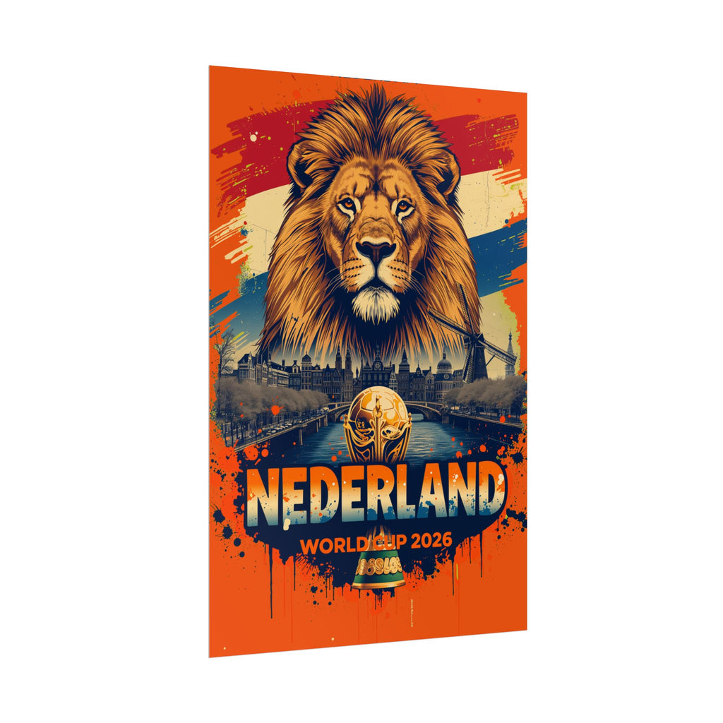 Netherlands World Cup 2026 Lion Poster — Oranje Football Stadium Art (Rolled Poster)